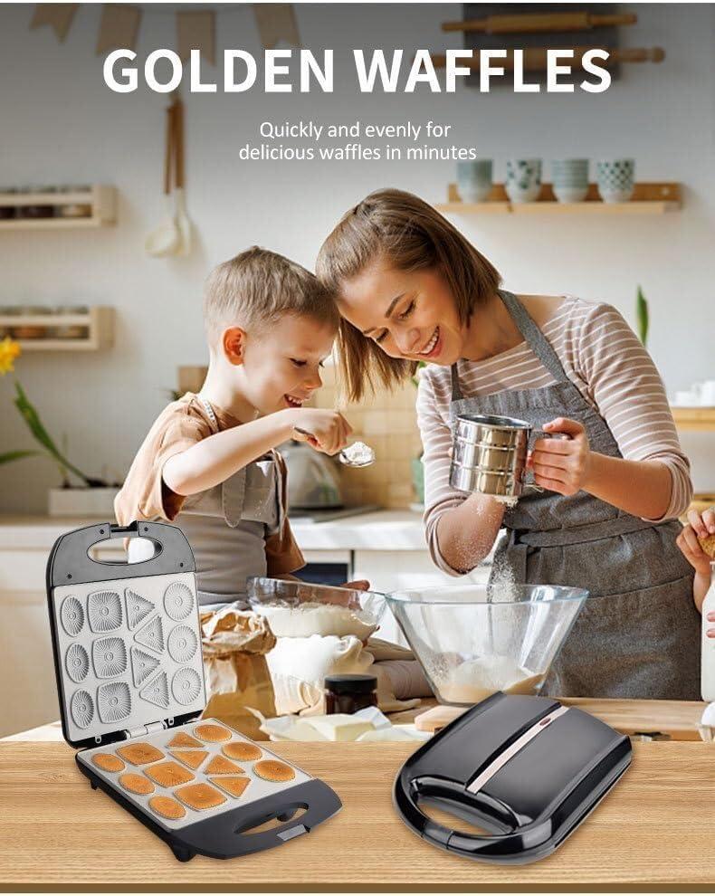 CParts Electric Cookie MakerWaffle Makers & IronsHousehold Biscuit Machine Scones Breakfast Machine Waffle Cake Baking Pan,Makes 13 Cookies Per Operation