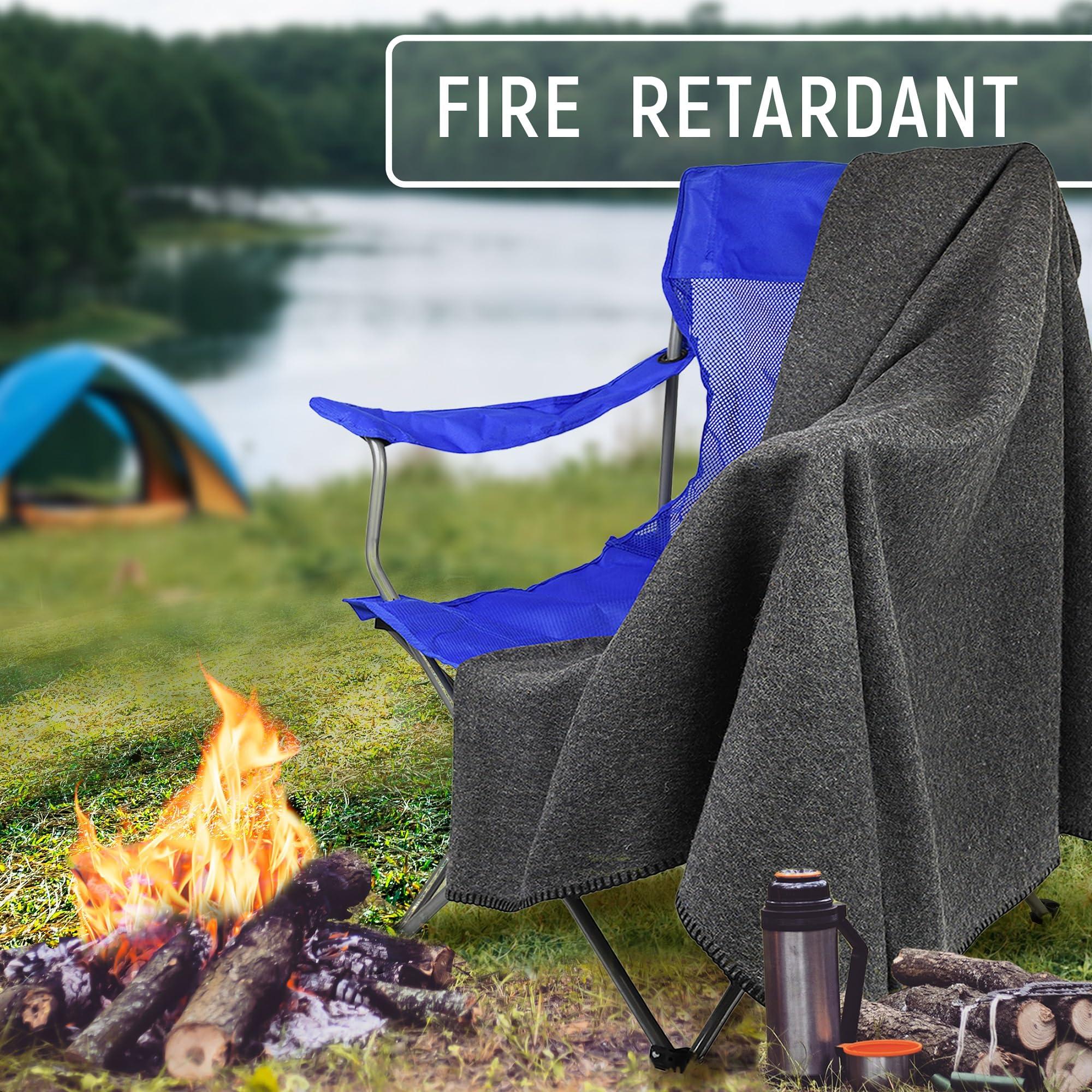 Jmr Usa Inc. JMR Wool Camping Blanket - Warm Heavy Car Blanket & Camp Quilt - Survival Emergency Blanket for Sleeping Outdoors - Multi-Use Wool Blanket for Camping, Car & Home - 70% Wool, Grey, 62X84,