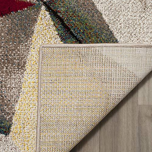 Safavieh SAFAVIEH Porcello Collection Area Rug - 5\'3\" x 7\'6\", Light Grey & Orange, Modern Abstract Design, Non-Shedding & Easy Care, Ideal for High Traffic Areas in Living Room, Bedroom (PRL6940F)