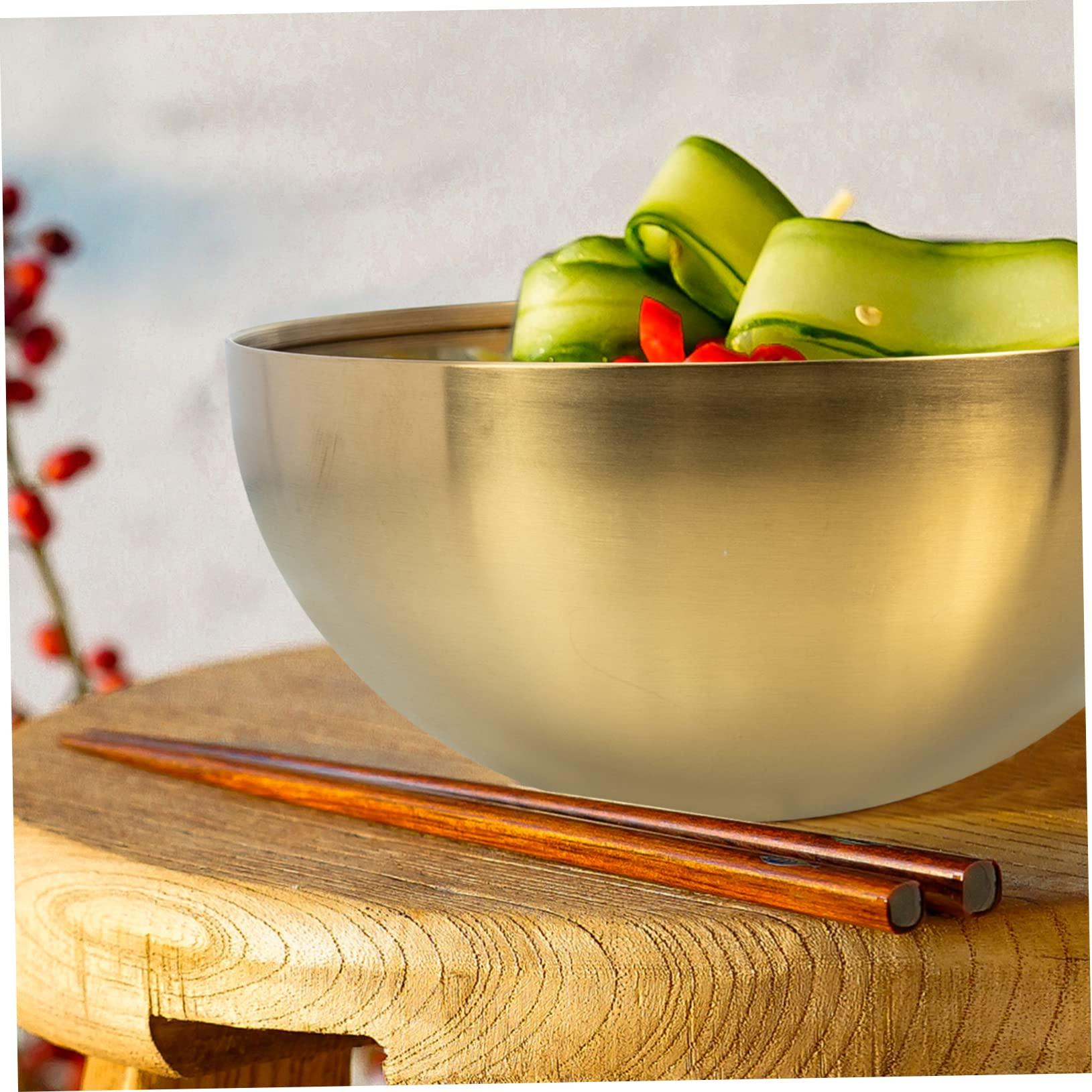 Ciieeo Ciieeo 3pcs Stainless Steel Salad Bowl Bowls Ramen Bowl Pot Salad Servers Silver Soup Bowl School Foldable Salad Bowl Bin Liners Gold Food Mixing Bowl Dryer Fruit Salad Container Golden