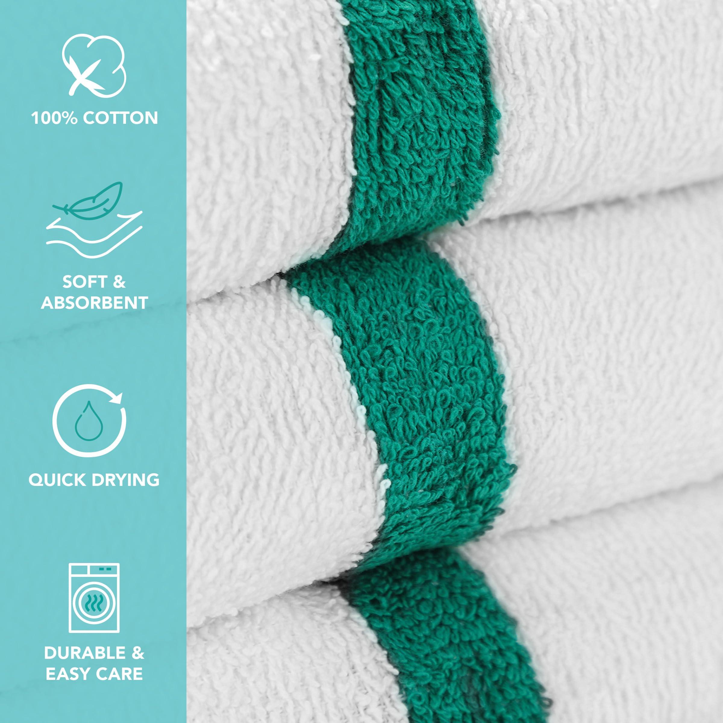 Arkwright LLC Arkwright White Bath Gym Towel - Case of 60 - Bulk 100% Cotton Soft Quick Dry Sweat Absorbent Hotel Quality Towels for Workout, Bathroom, Spa, Pool, 22 x 44 in, Green