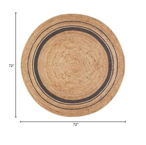 HomeLoft Basics Rajputana Rugs 6x6 Ft Natural Round Jute Area Rug, Floor Round Rug Braided Boho Eco Large Circular Handmade Area Rugs (Design 4)