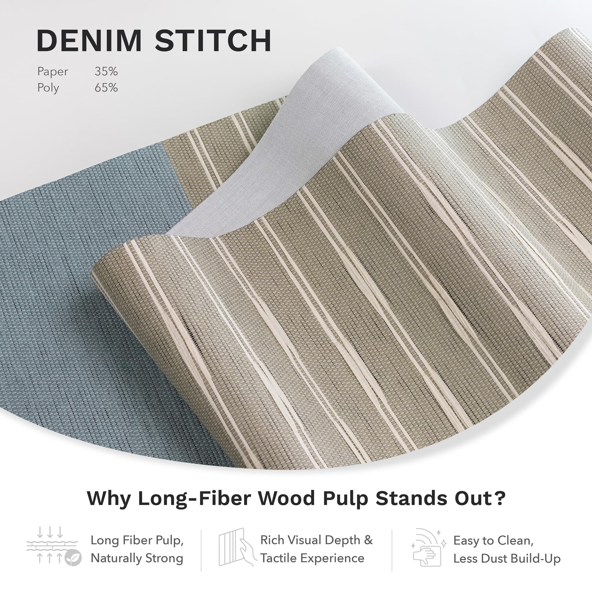 GoDear Design GoDear Design 99.99% Blackout Adjustable Sliding Vertical Blinds 45.8"- 86" W x 96" H, Extendable Window Blinds for Sliding Glass Doors Patio Doors, Trimmable Panel Curtains, Denim Stitch