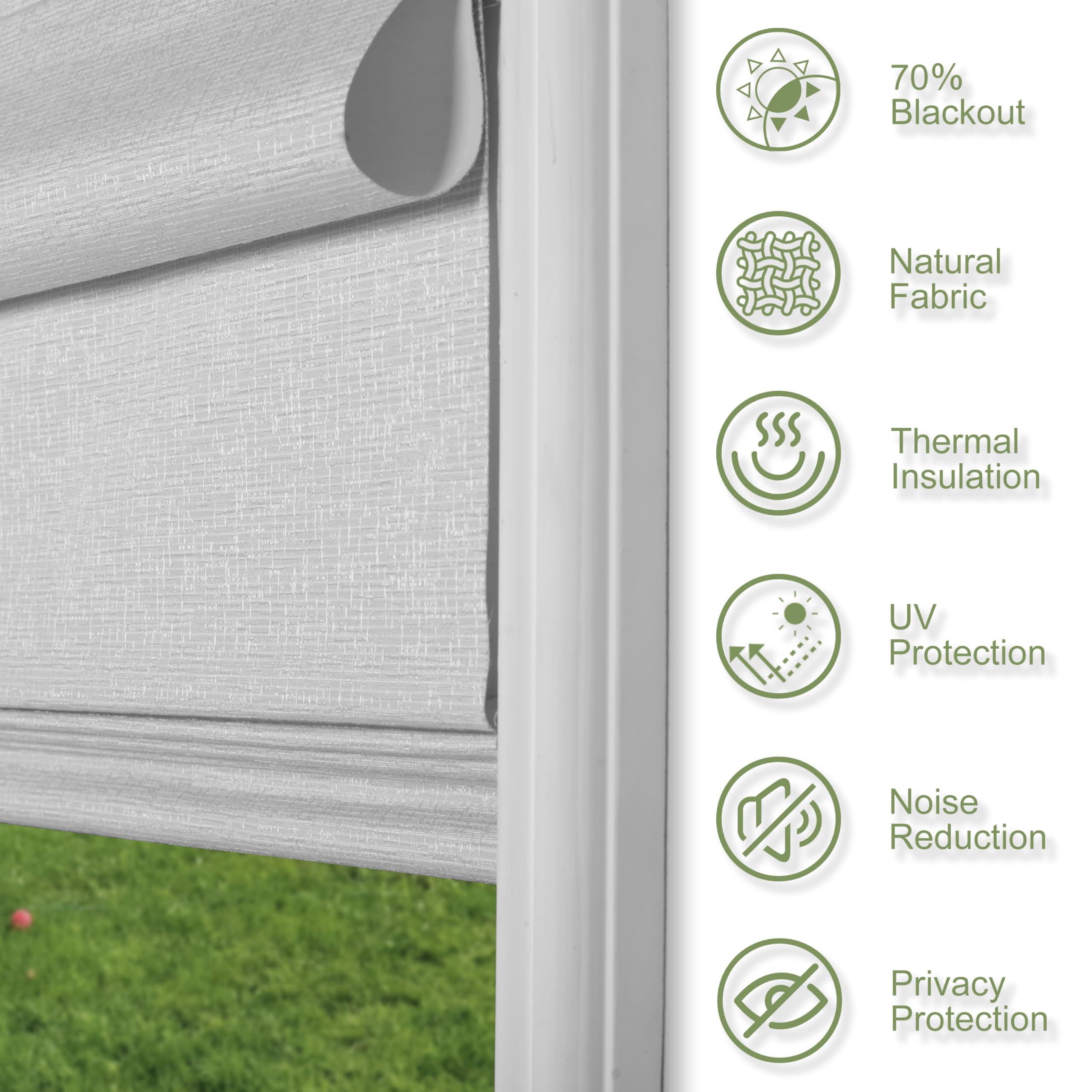 Sulugood Sulugood No Drill Roman Shades for Windows No Tools Roman Shades, UV Protection, Privacy, Thermal Insulation Roman Blinds, Easy to Install,Blocking Roman Blinds for Home 70Blackout-Gray 76"W x 36"H