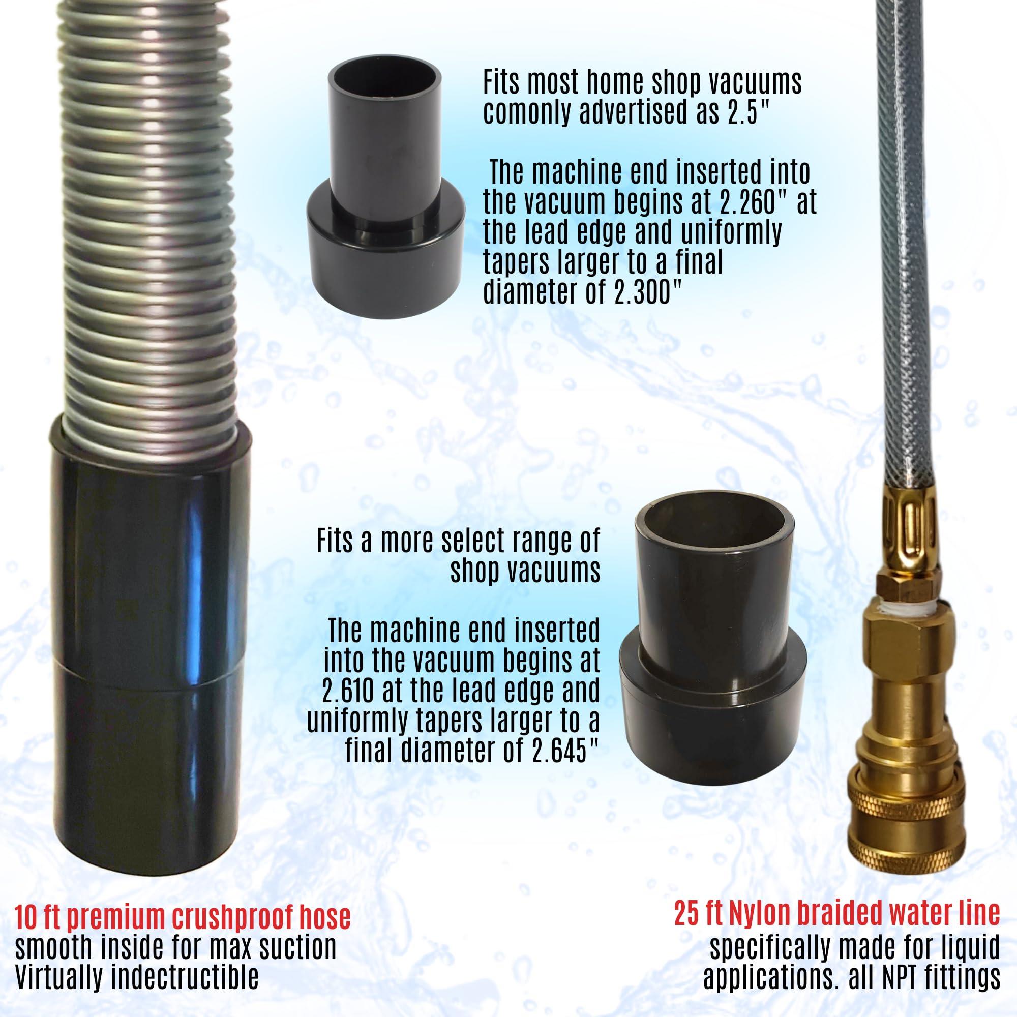 HiDetail HiDetail Shop Vac Extractor Kit with Wand and Hose, Adapter Converts Vacuum to carpet & upholstery Extractor for auto detailing & home, large, silver/black, HIDV2