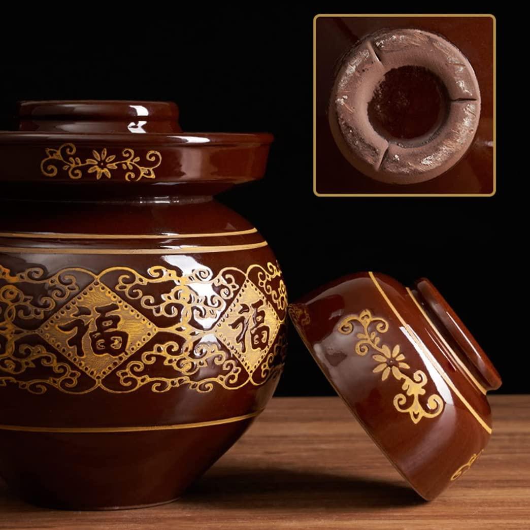 QPZK QPZK Traditional Chinese Porcelain Pickle Jar, Ceramic Fermentation Crock Pickling Pot,Fermenting Jar with Water Seal Airlock Lid Stoneware Fermenter for Kimchi Sauerkrau L