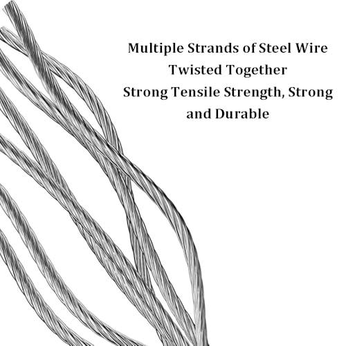 WIGING Stainless Steel Wire Rope, Garden Climbing Plants Suspension Wire Rope with 5 Clamps, 2 Snaps, 1 Wrench for Outdoor Craft Curtains Fence(4m/13.12ft)