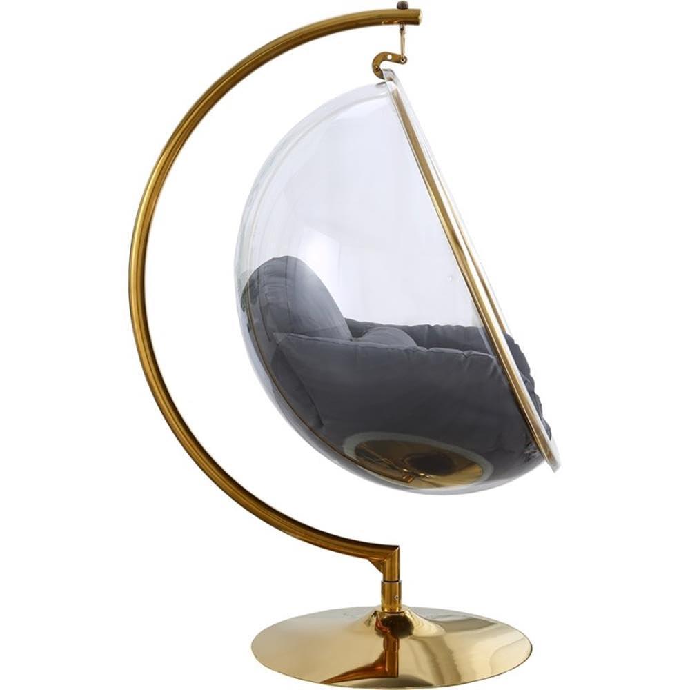 Pemberly Row Pemberly Row Gray Fabric Acrylic and Metal Swing Bubble Accent Chair