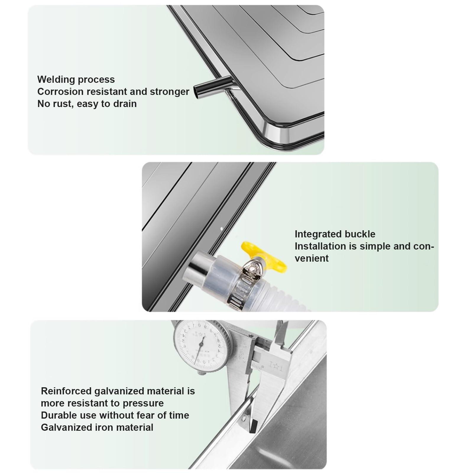 GMBAYUE GMBAYUE Ac Unit Drain Pan, Air Conditioner Drip Tray with Drain Hole, Stainless Steel Condensate Drain Pan for Universal Split Air Conditioner Heat Pump Systems (Color : 2P)