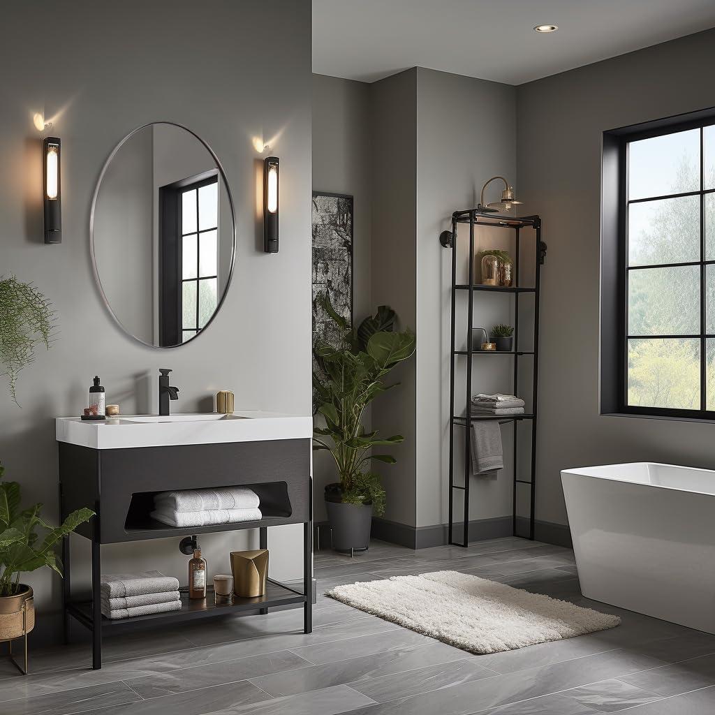 ANDY STAR ANDY STAR Brushed Nickel Oval Wall Mirror, 20x28, Modern Bathroom Mirror, Sturdy Stainless Steel Frame, Clear Reflection, Anti-Corrosion Backboard