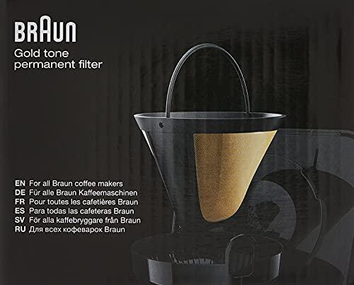 Braun Braun Gold Tone Permanent Coffee Filter, Reusable #4 Cone Shaped, No Paper Filter Needed, Fits Coffee Makers Series 7 & Series 9, BRSC002 ,Black
