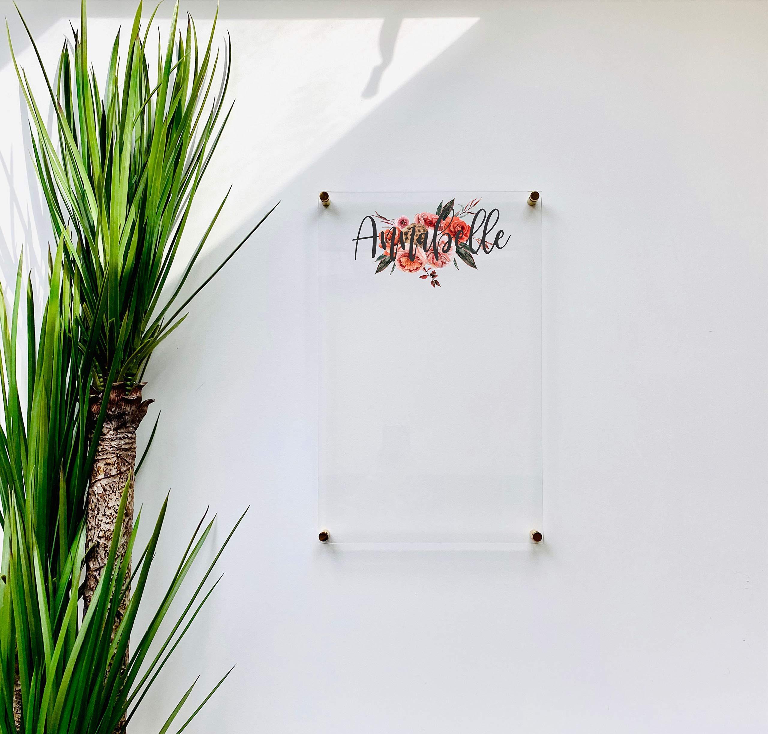 1801andco Large Clear Acrylic Notes Board for wall | Dry-Erase Message White Board Calendar Wall Mounted Office Home Family Organization Tools Must Haves School Kids Adult Mom Teen Monthly Weekly ADHD Tools