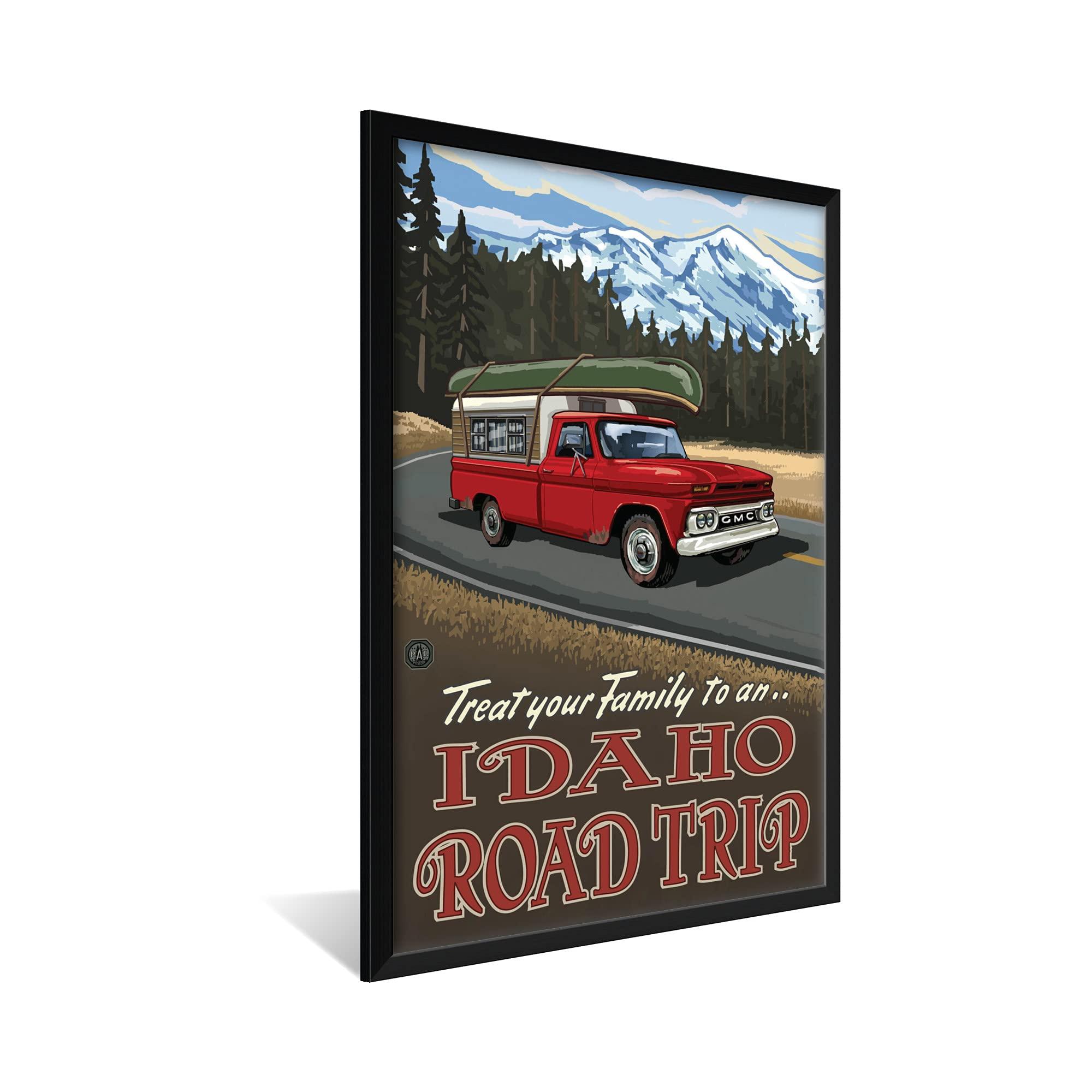 Art of Place Idaho Pickup Road Trip Snow Professionally Framed Art Print from Travel Artwork by Artist Paul A. Lanquist Framed Art Size: 32\" x 47\"