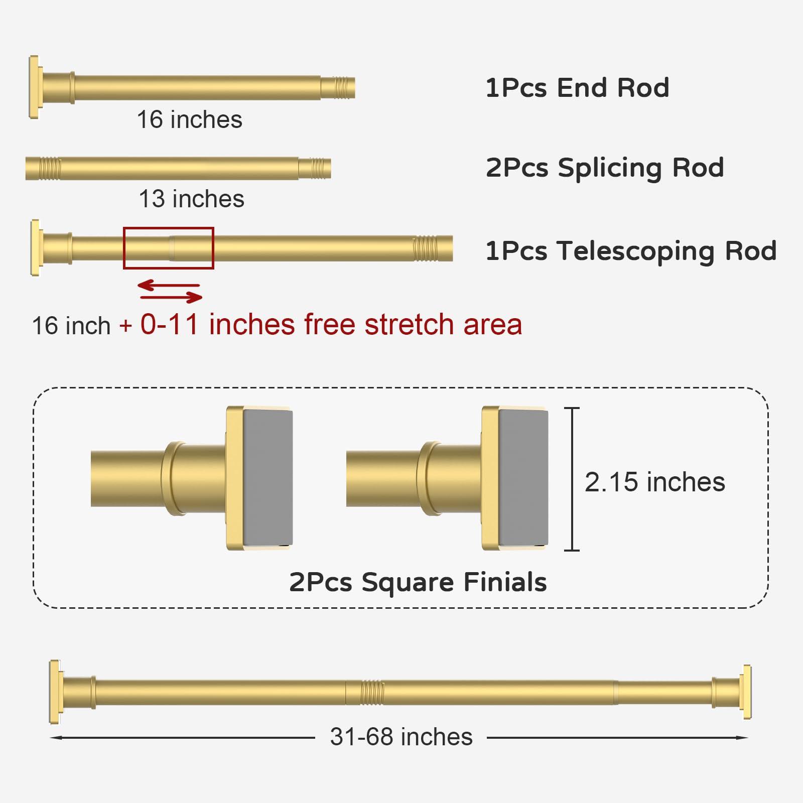 UIOSANRT UIOSANRT Gold Shower Curtain Rod 31-68 Inches Non-Slip Shower Rod Tension Mounted No Drill Shower Curtain Rods Spring Tension Rod Adjustable Tension Curtain Rod for Windows Bathroom