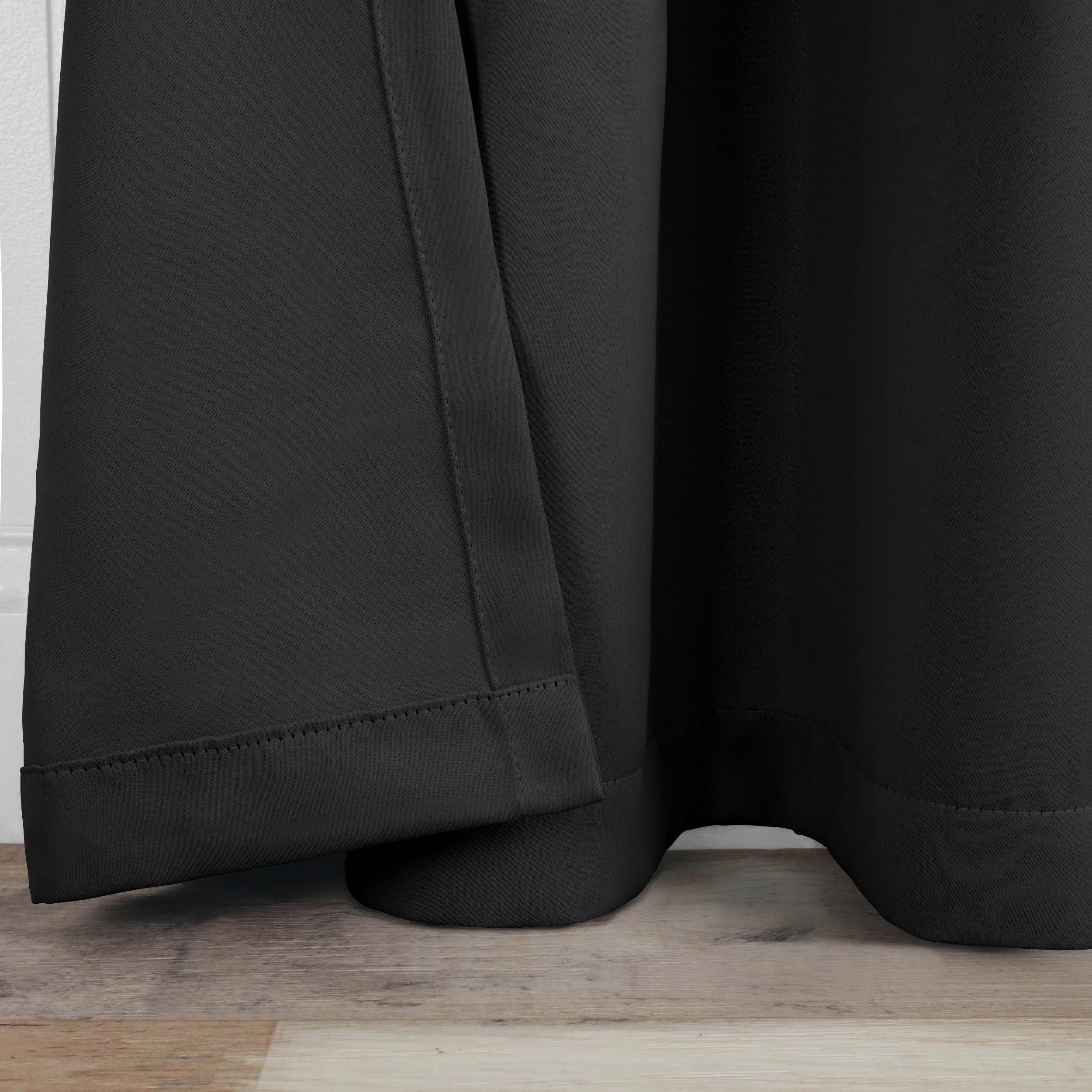 Superior Superior Blackout Curtains, Room Darkening, Bedroom, Drapes, Kitchen, Living Room Window Accents, Sun Blocking, Thermal, 2 Pack, Solid Blackout Back Tab Curtains, Set of 2, 52" x 72", Black