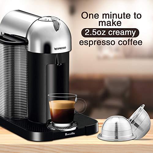 CAPMESSO CAPMESSO Coffee Capsule, Reusable Vertuoline Pod Refillable Vertuo Capsules Stainless Steel Compatible with Vertuoline Machine GCA1 and Delonghi ENV135S (2.5OZ-Double Espresso Cup(Small)