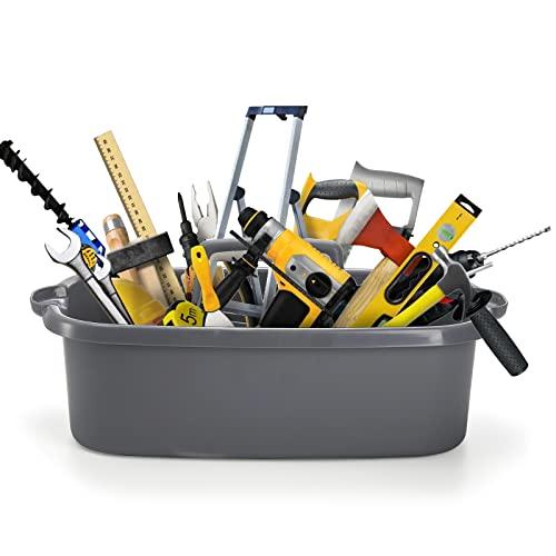 TOPZEA TOPZEA 2 Pack Cleaning Supplies Caddy, Large Plastic Cleaning Supply Organizer Bin with Handle, Cleaning Bucket Housekeeping Shower Tote Caddy Under Sink Tool Storage Basket for Dorm, Garden, Bathroom