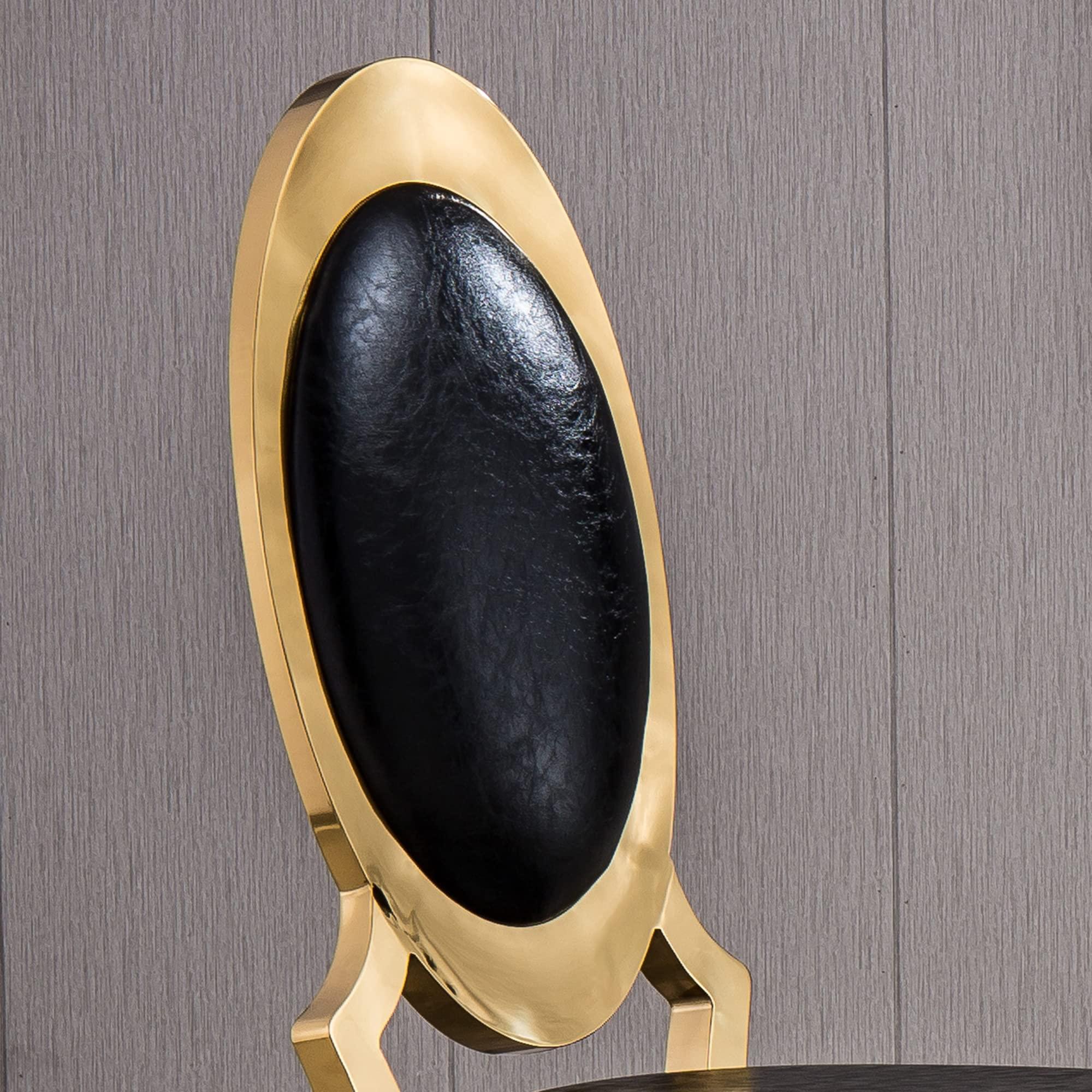 YiaFurio YiaFurio Set of 2 Dining Chairs Oval Back Upholstered Accent Chairs with Shiny Stainless Steel Legs PU Leather Cushion Seat Armless Kitchen Table Chairs for Living Room Meeting Room Dining Room