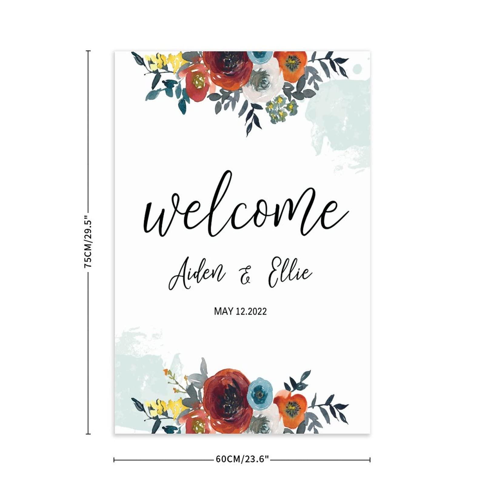 Wodevor Personalised Wedding Welcome Sign Wooden Welcome Sign Custom Wooden Wedding Welcome Sign Custom Welcome to The Wedding of Personalized Entrance Sign for Wedding Guests 30X20 Inch