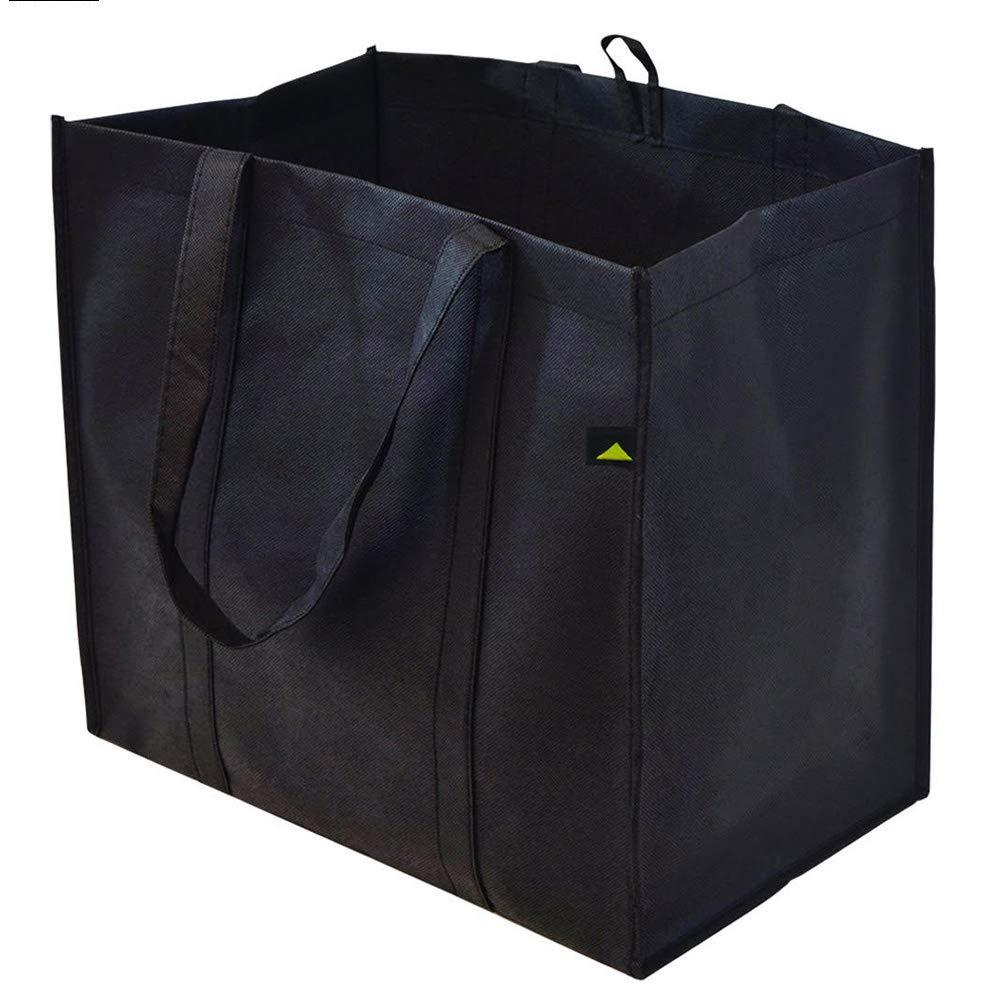 ZENPAC ZENPAC Extra Large Collapsible Canvas Reusable Grocery Bags with Handles, Fabric Totes with Plastic Bottom, Washable, Heavy Duty, Bulk, 15x9.5x13 5 Pack
