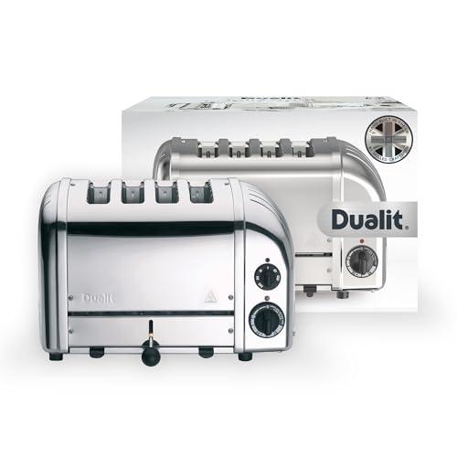Dualit Dualit Classic 4 Slice NewGen Toaster - Stainless Steel - Hand Built in the UK - Replaceable ProHeat elements - Defrost Bread - Mechanical Timer - Polished Classic Toaster