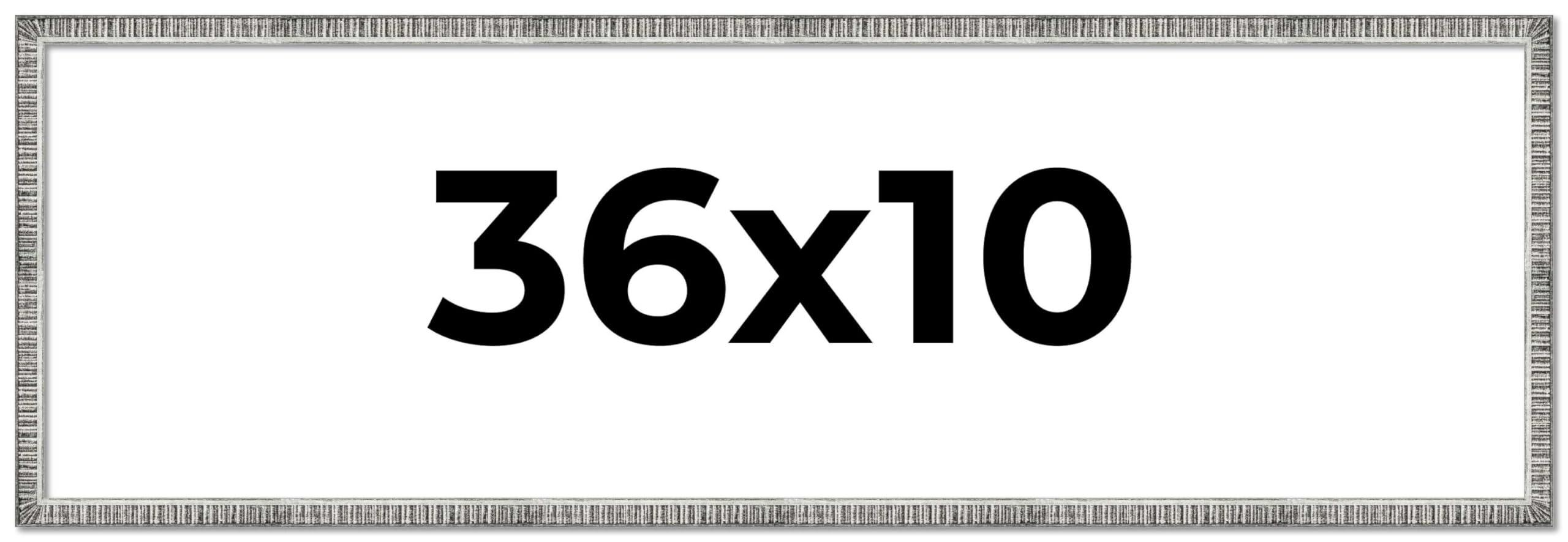 CountryArtHouse CountryArtHouse 36x10 Frame Silver Rustic Metallic Grey Picture Frame | Solid Wood | Includes UV Acrylic Plexiglass, Acid Free Foam Backing Board and Hanging Hardware