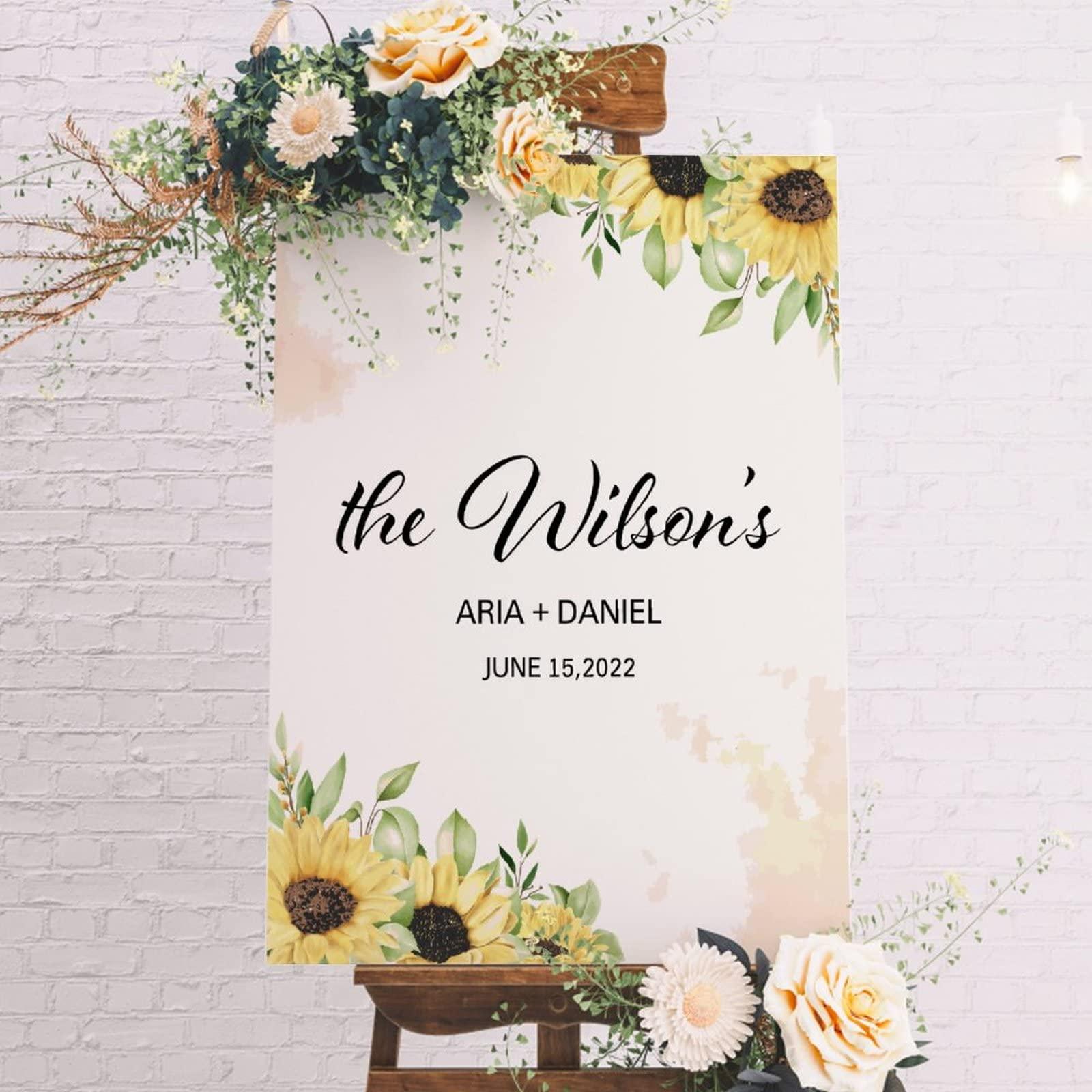 SILYHEART Welcome Wedding Sign, Personalized Welcome Wedding Sign, Welcome To Our Wedding, Wedding Reception Poster, Entrance Wedding Decor, Wood Wedding Sign, 20x30in