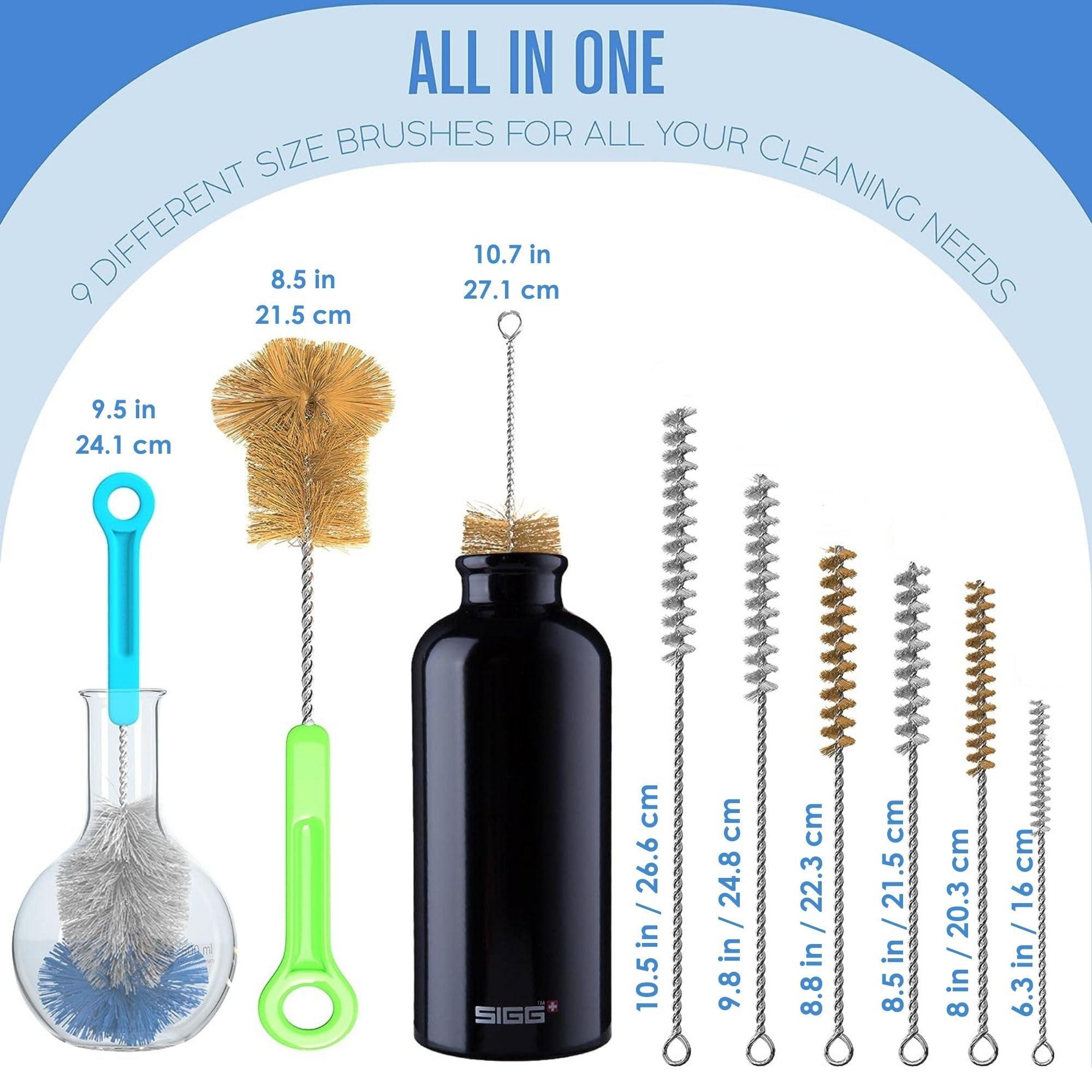 Houseables Bottle Brushes, Water Bottle Cleaner, Bottle Brush Set, Hydroflask Cleaning Kit, Glass Bottle Cleaner, Cup Cleaner Brush, Straw Brush, Bottle Washer Brush, Bottle Scrubber, Bottle Cleaning Brush, 9PK
