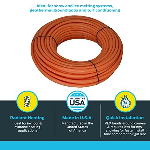 SharkBite SharkBite 3/4 Inch x 300 Feet Orange PEX Pipe, Oxygen Barrier Flexible Water Tubing for Radiant Heating, U870O300