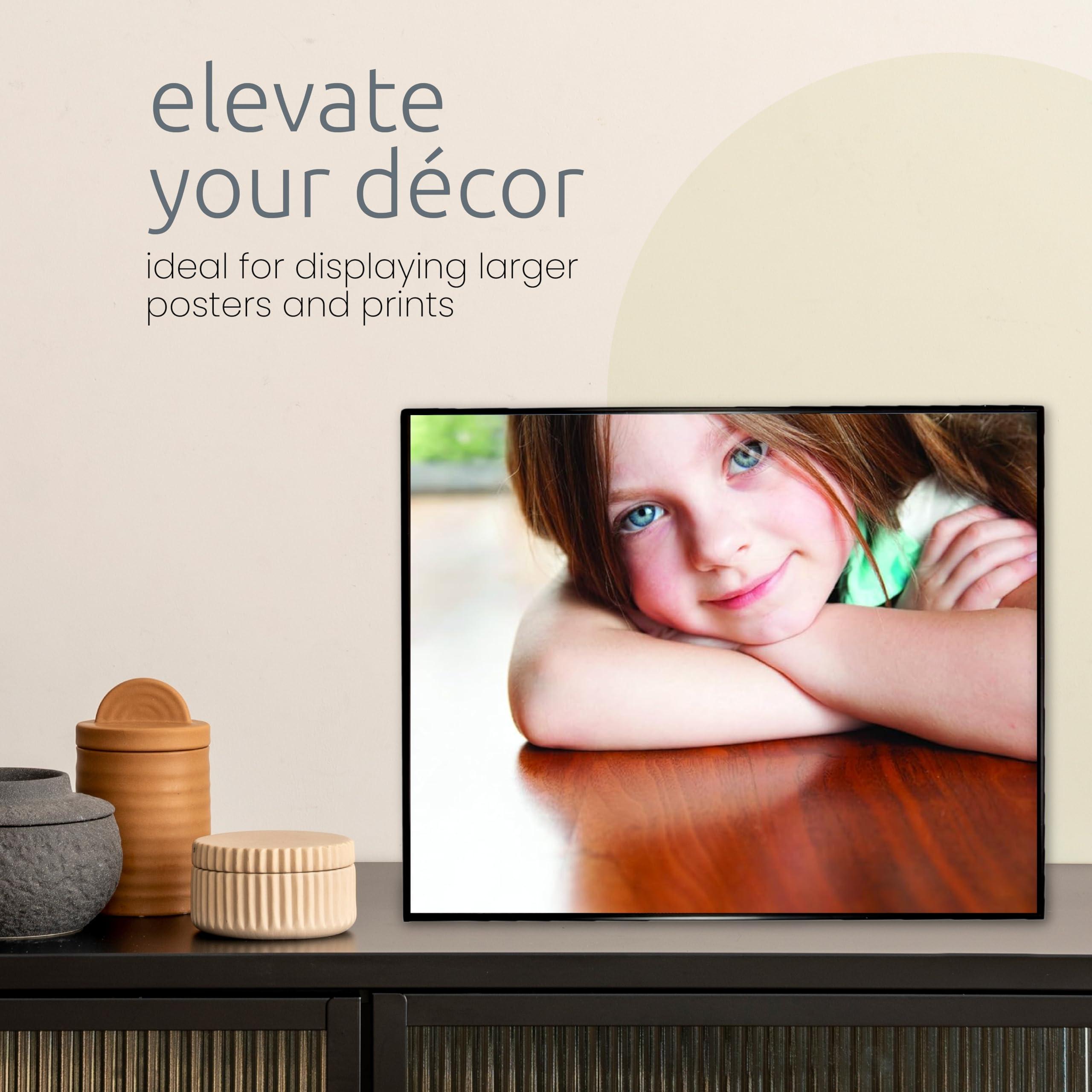 Kiera Grace Kiera Grace Uptown Aluminum Hanging Poster Frame, Sleek Picture Frame with Glass Cover, Perfect for Pictures, Photos, and Art Prints, Matte Black, 11.25\" x 14.25\"