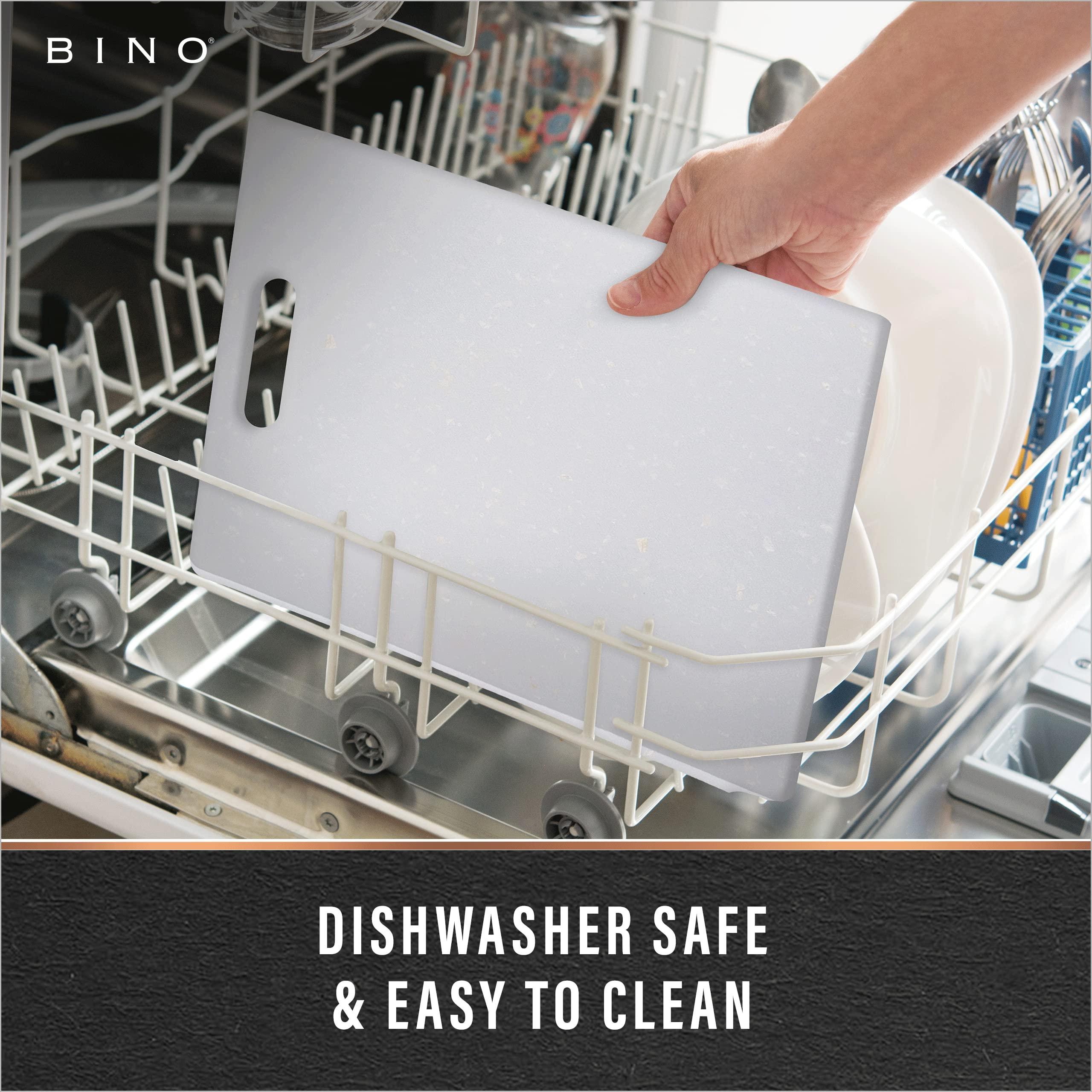 BINO BINO Cutting Board - 3-Piece Chopping Boards | BPA-Free Plastic, Durable, Multipurpose, Dual-Sided, Dishwasher Safe, Easy to Clean | Charcuterie Accessories | Home & Kitchen Utensils Frosted Granite