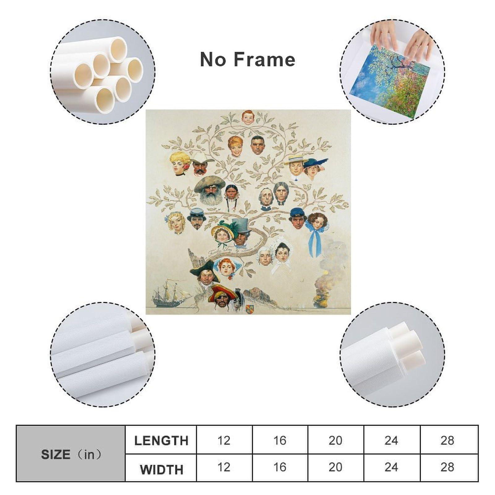 ZMLFJEA 41+Norman Rockwell Illustration Art Family Tree, 1959 Poster Print for Teen Boys Room Wall Art Canvas Painting Print Unframed 24x24inch