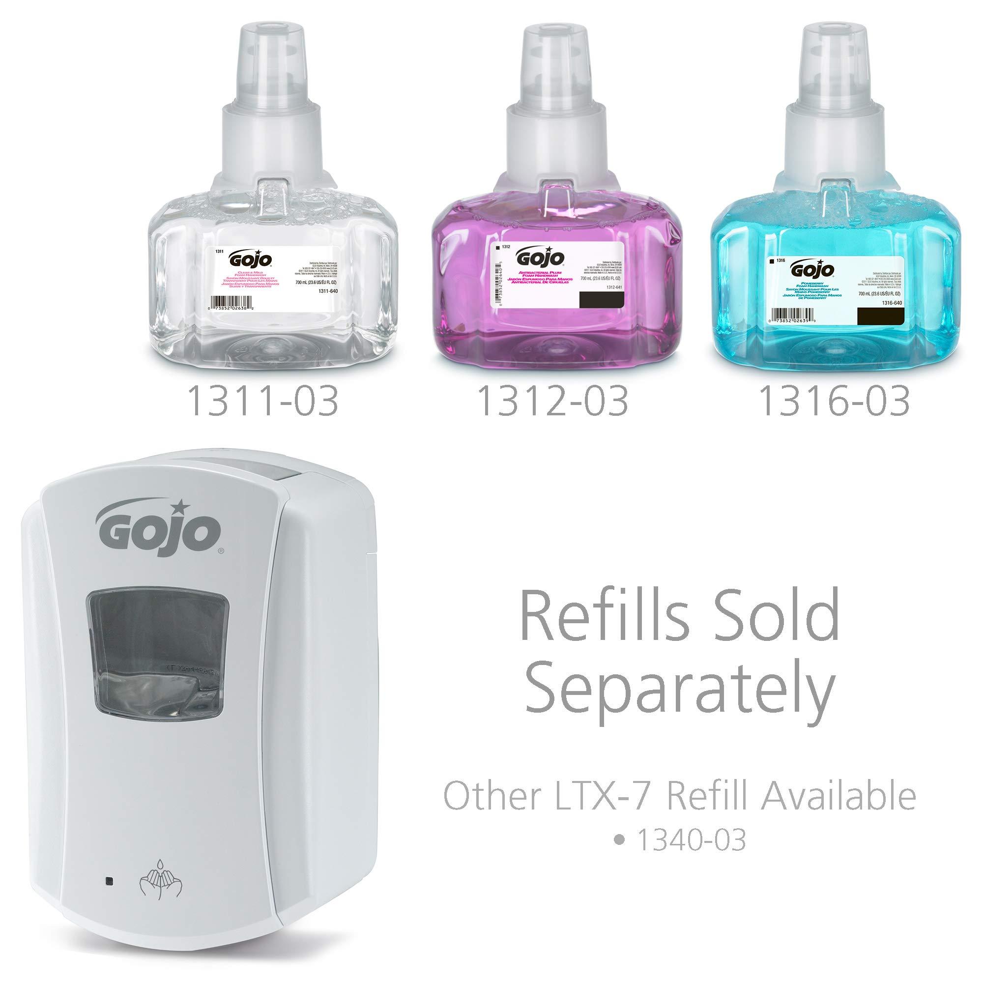 Gojo GOJO LTX-7 Touch-Free Foam Soap Dispenser, White, for 700 mL LTX-7 GOJO Foam Soap Refills (Pack of 1) - 1380-04