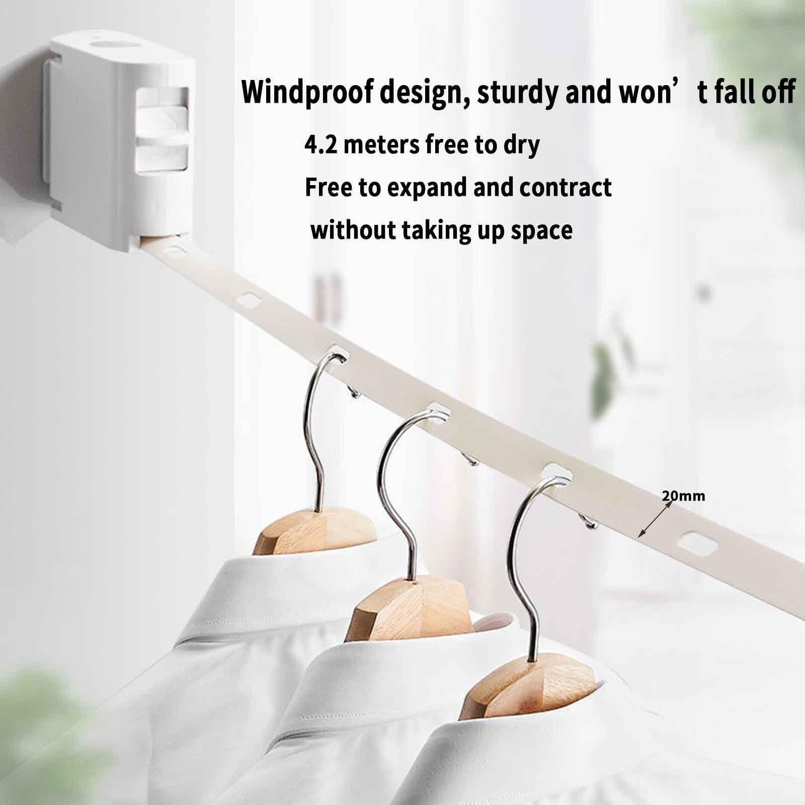 JUSHZ Retractable Washing Line Rope Clotheslines Clothesline Clothes Line for Outdoors Clothes Lines for Outside Rotary Heavy Duty Adjustable Windproof Anti-Slip Drying Quilt Indoor (4.2m,Black)