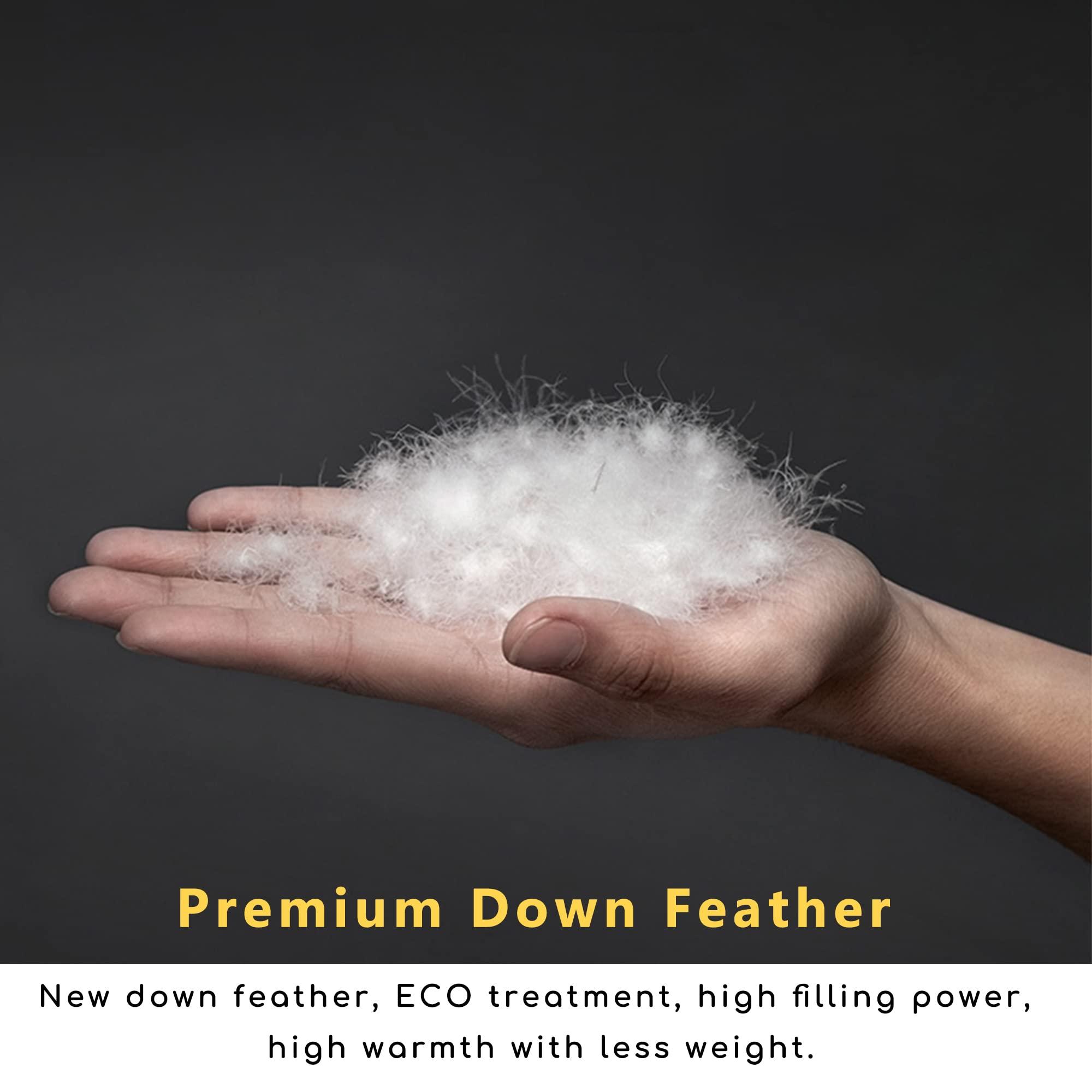 DOMDEC DOMDEC Heavyweight Goose Feather Down Comforter- Queen Size Winter Duvet- Ultra Soft 850 Fill Power Hotel Collection 55oz Thick Duvet Insert Cold Weather Sleepers (90X90\'\', White) (DD2011)