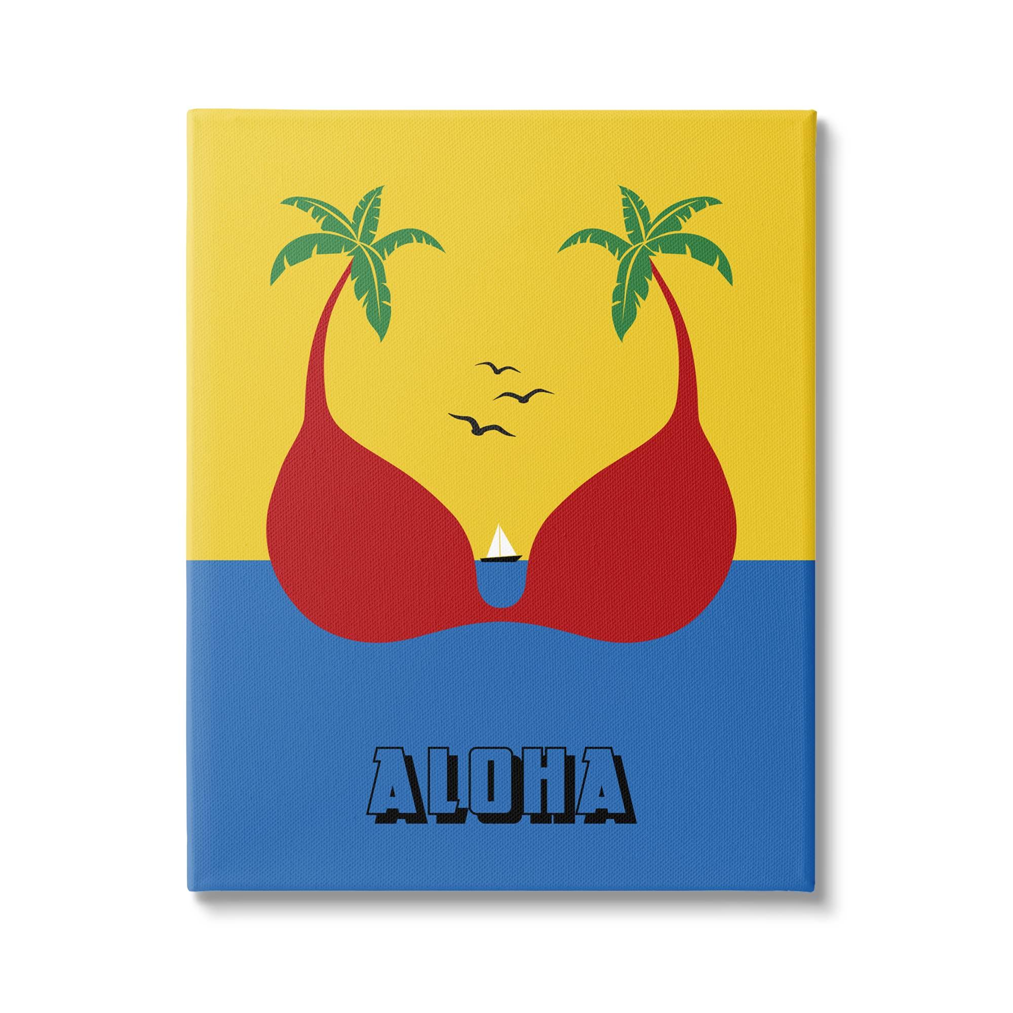Stupell Industries Stupell Industries Tropical Aloha Saying Swimsuit Palm Trees, Design by Atelier Posters