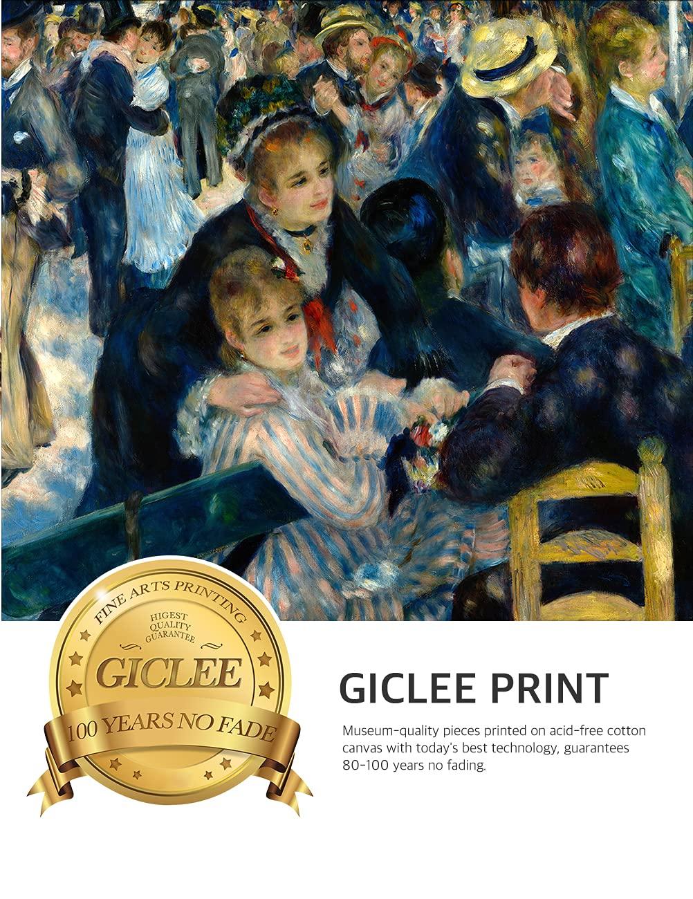 DECORARTS DECORARTS - Bal du Moulin de la Galette, Pierre-Auguste Renoir Classic Art. Giclee Prints Framed Art for Wall Decor. Picture Size: 30x24 in, Framed Size: 36x30 in
