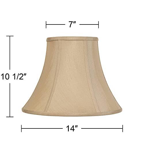 Imperial Shade Taupe Medium Bell Lamp Shade 7" Top x 14" Bottom x 11" Slant x 10.5" High (Spider) Replacement with Harp and Finial - Imperial Shade
