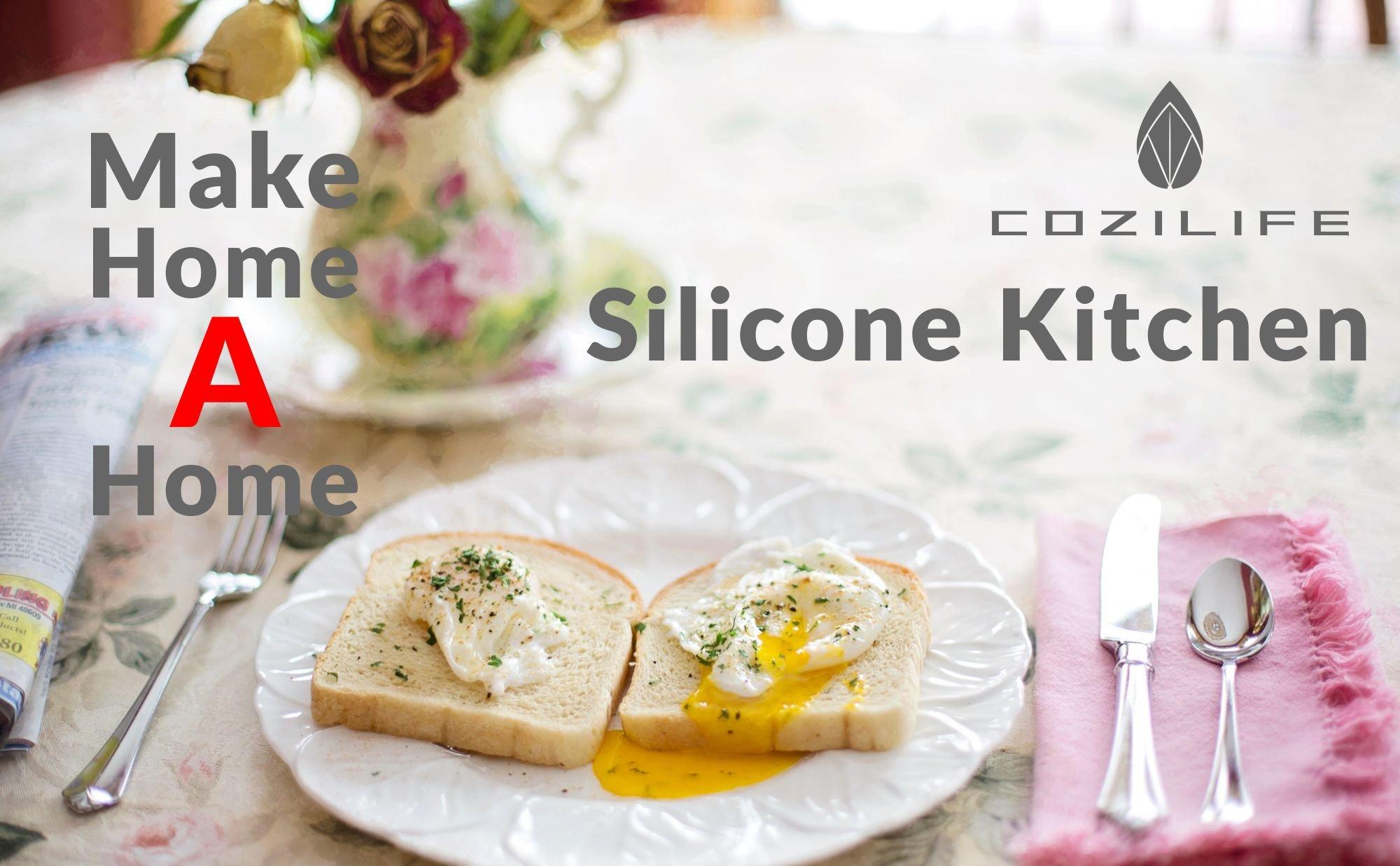 COZILIFE Egg Poacher COZILIFE Silicone Egg Poaching Cups with Ring Standers, For Microwave or Stovetop Egg Cooking, Kraft Box Packing, BPA Free, Pack of 4