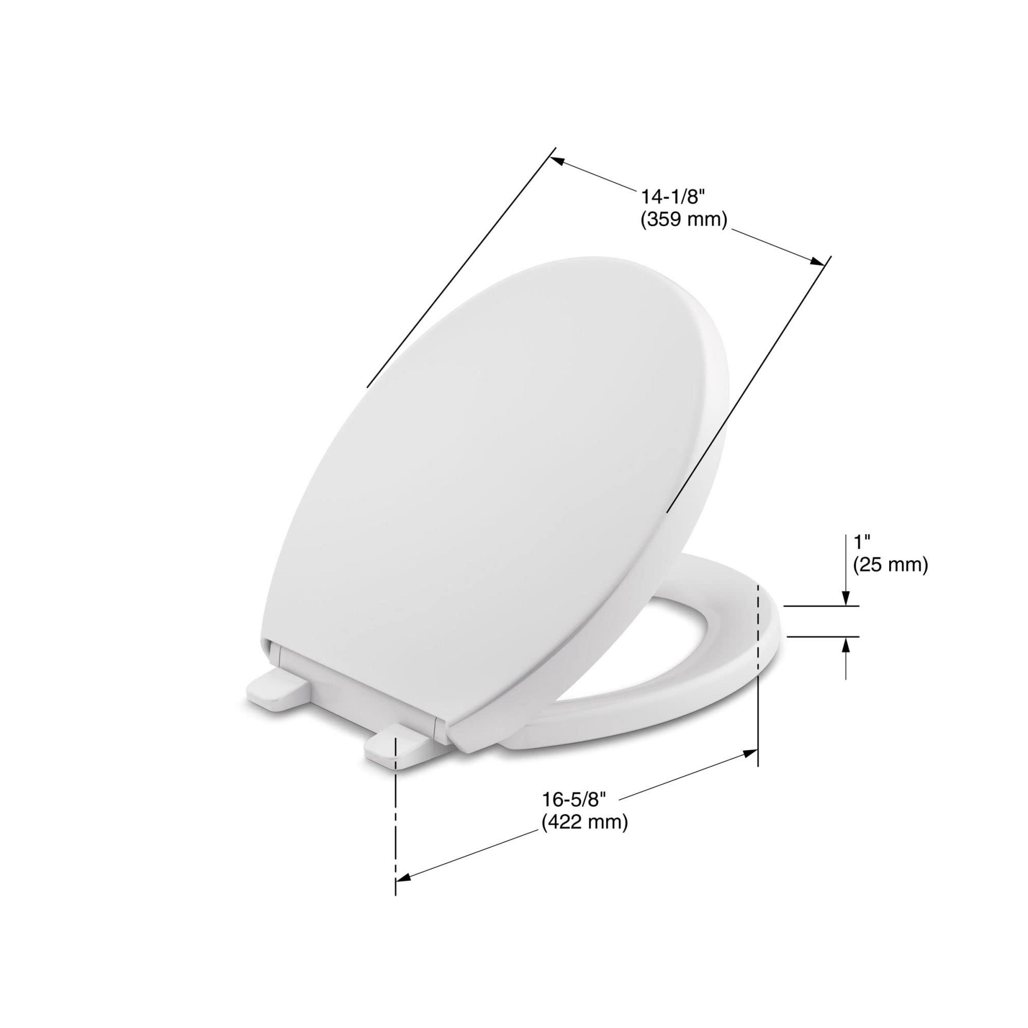Kohler KOHLER K-4009-0 Reveal Round Toilet Seat, with Grip-Tight Bumpers, Quiet-Close Seat, Quick-Release Hinges, Quick-Attach Hardware, No Slam Toilet Seat, White