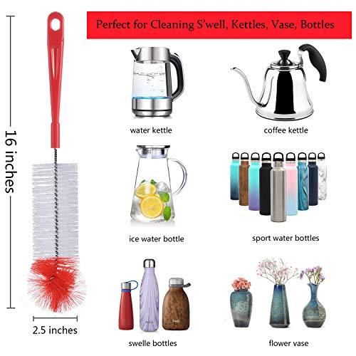 ALINK ALINK 5-Pack Red Bottle Brush Cleaner Set - Long Large Cleaing Brush for Narrow Neck Wine/Beer Bottles/ Flask/ Thermos/ Hummingbird Feeder/ Sport Well, Spout/Lid Brush, Straw Brush