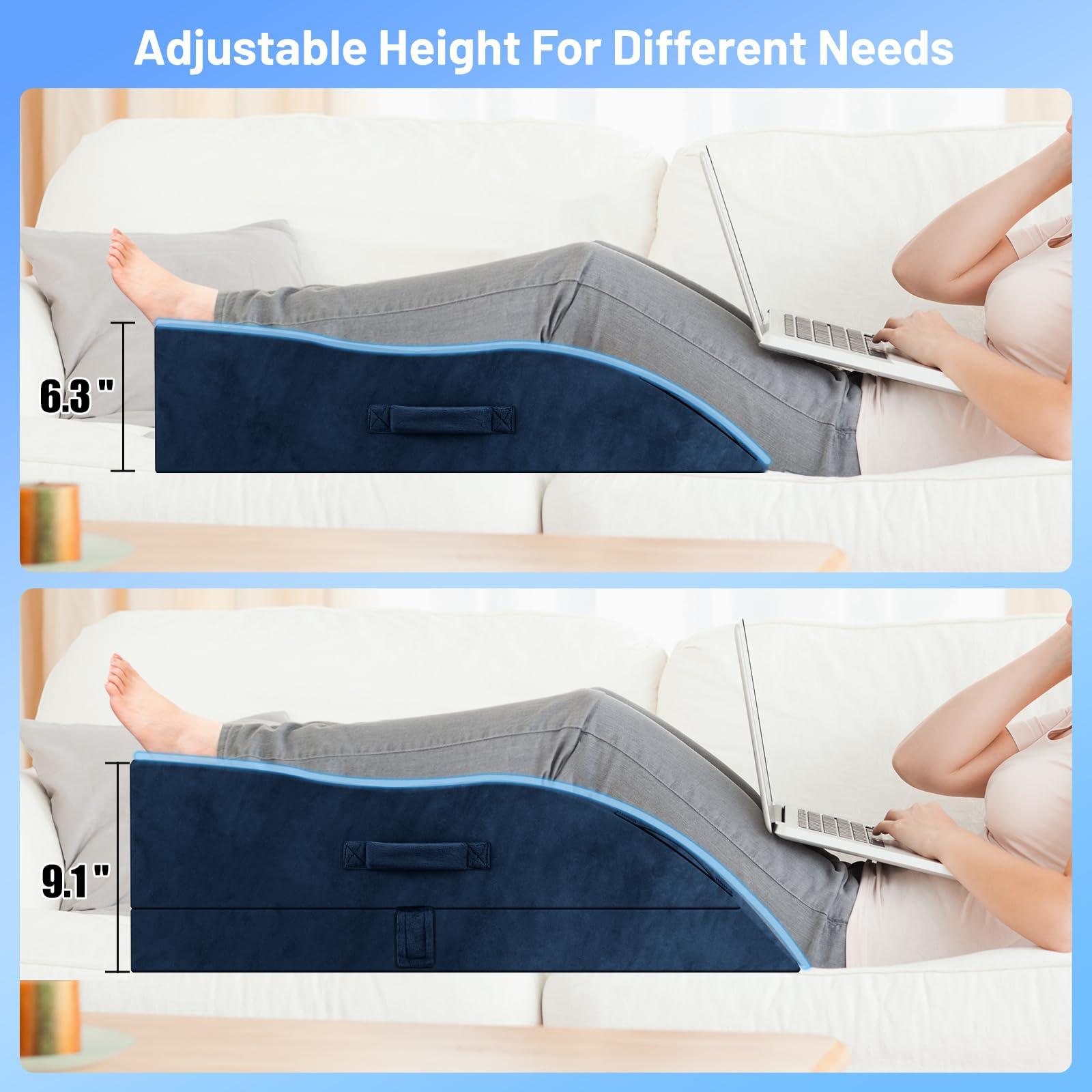 TranquilRelax TranquilRelax Leg Elevation Pillows, Wedge Pillow for After Surgery Or Rest, Memory Foam Leg Support Adjustable, Back Knee Hip Ankles Pain Relief, Knee Pillow for Sleeping Blood Circulation Blue