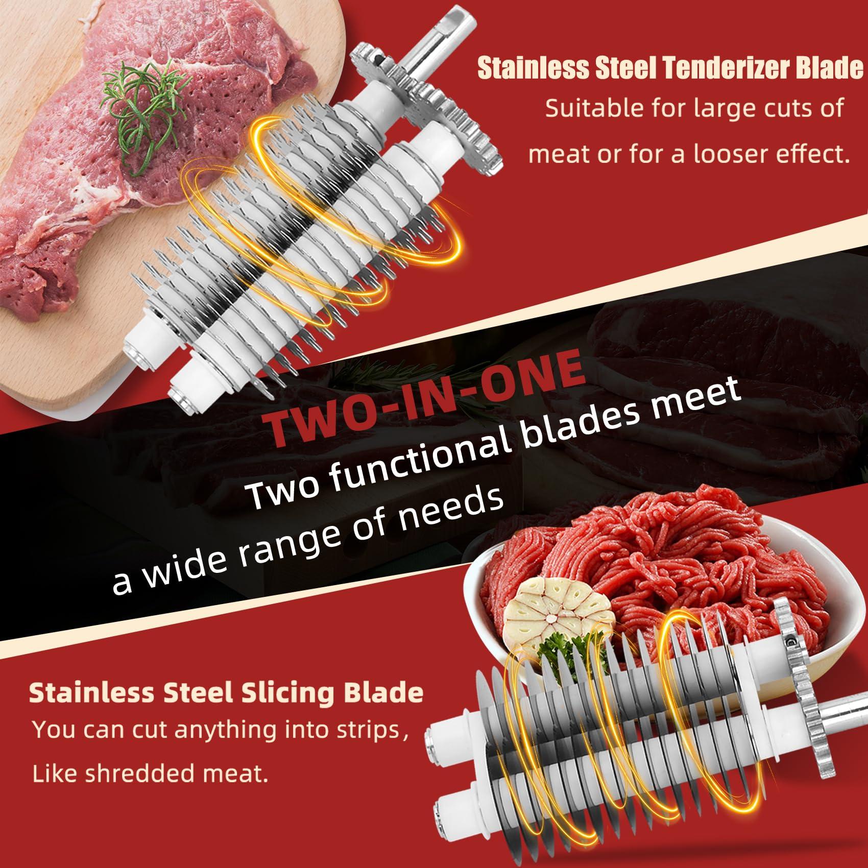 Jisculo Manual Meat Tenderizer Tool & Jerky Slicer, 2 Set of Stainless Steel Blades, Heavy Duty Meat Tenderizer Machine and Jerky Slicer Blades for Home and Commercial Meat Tenderizer, 2 Year Full Warranty