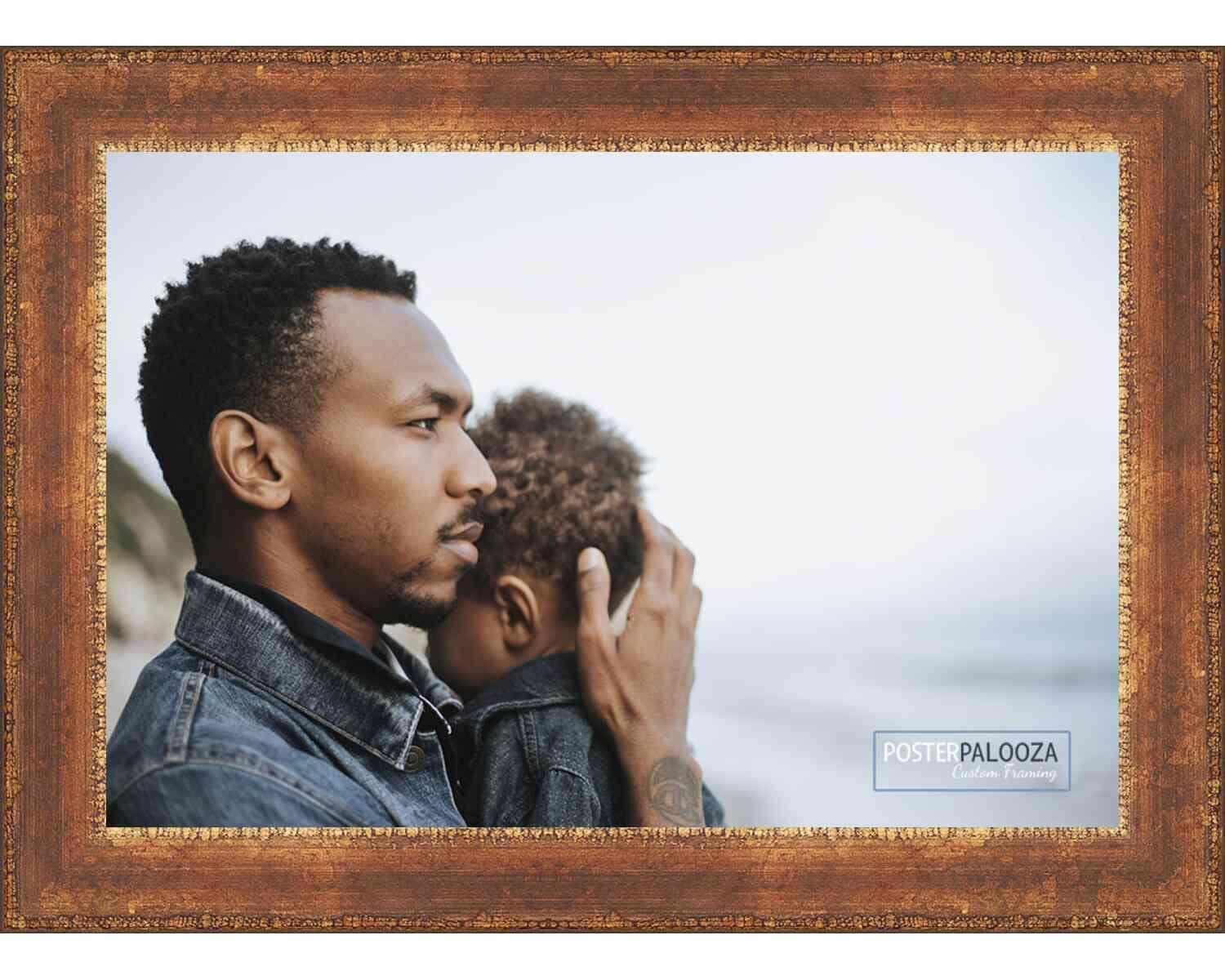 Poster Palooza Poster Palooza 22x18 Frame Gold Antique Patina Solid Wood Picture Frame | 1.25 Inch Moulding Width | with UV Acrylic Plexiglass, Foam Board Backing & Hanging Hardware Included