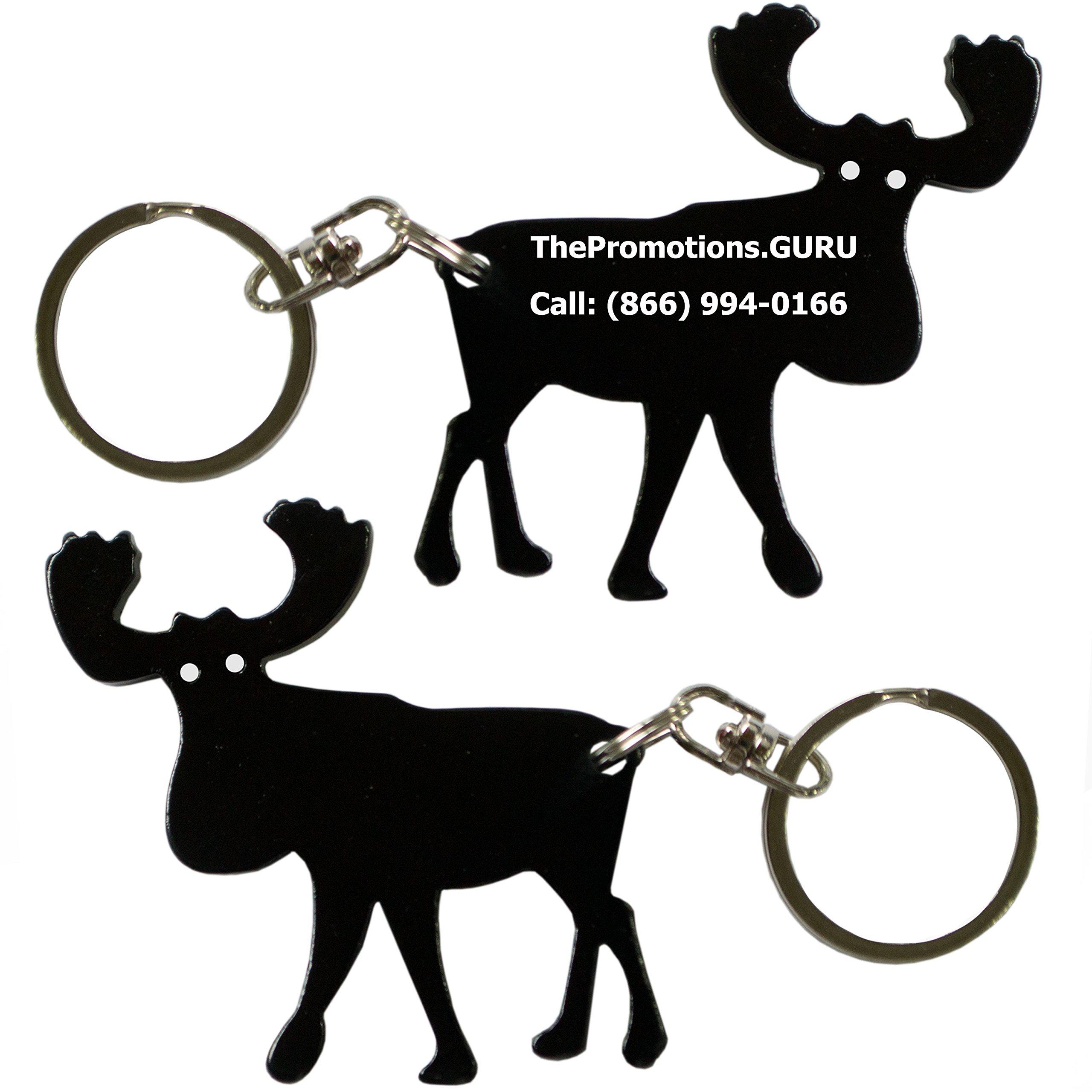 Goods For Giving Custom Black MOOSE Keychain Bottle Opener - Black Blue Green Purple or Red - 1-100 Packs