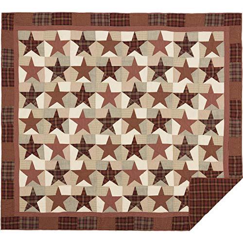 VHC Brands VHC Brands Abilene Star King Quilt 110Wx97L Country Patchwork Design, Burgundy
