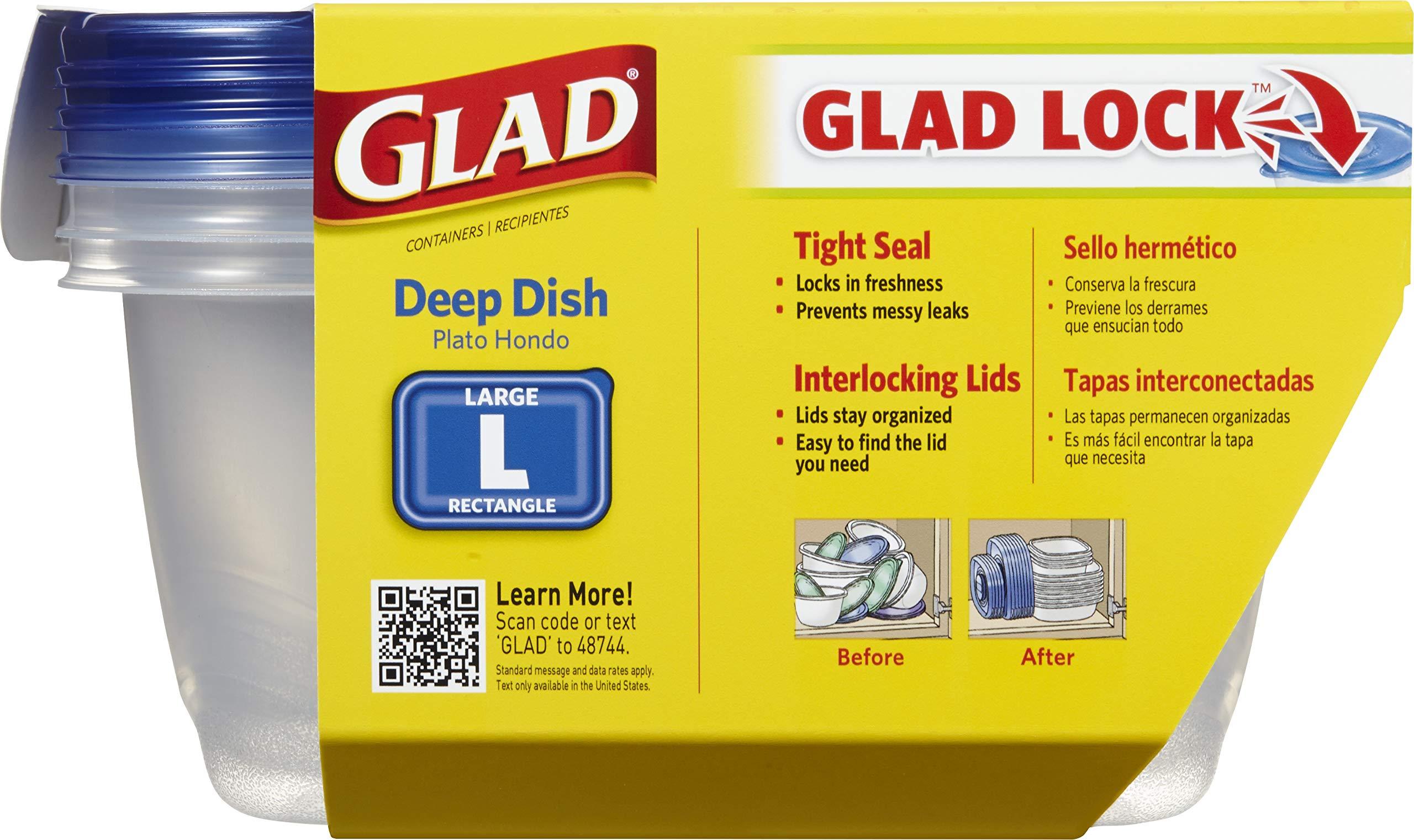 Glad GladWare Family Size 104oz Food Containers Bundle with 64oz Deep Dish Food Storage