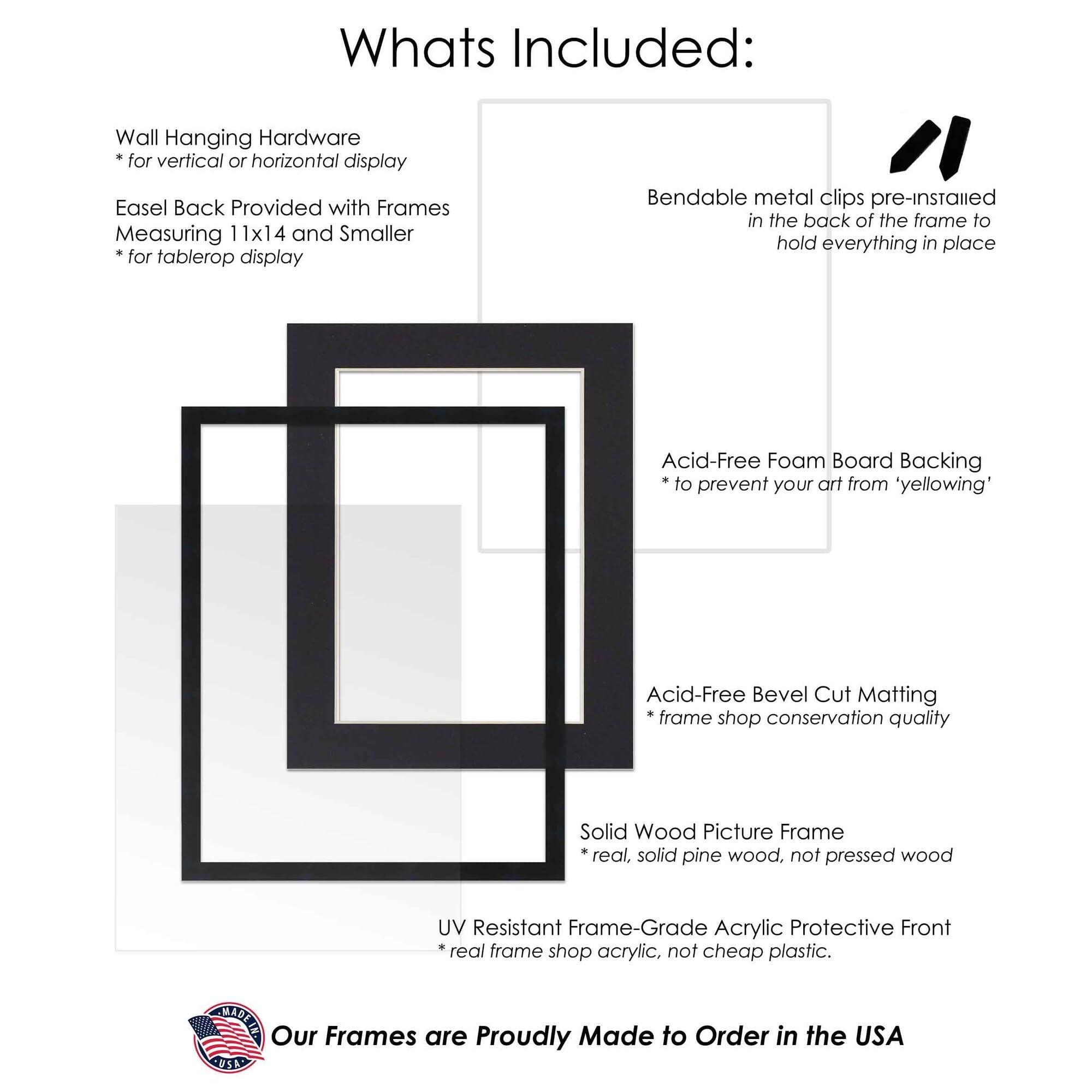 Poster Palooza PosterPalooza 4x4 Frame with Mat - Black 8x8 Frame Wood Made to Display Print or Poster Measuring 4 x 4 Inches with Black Photo Mat