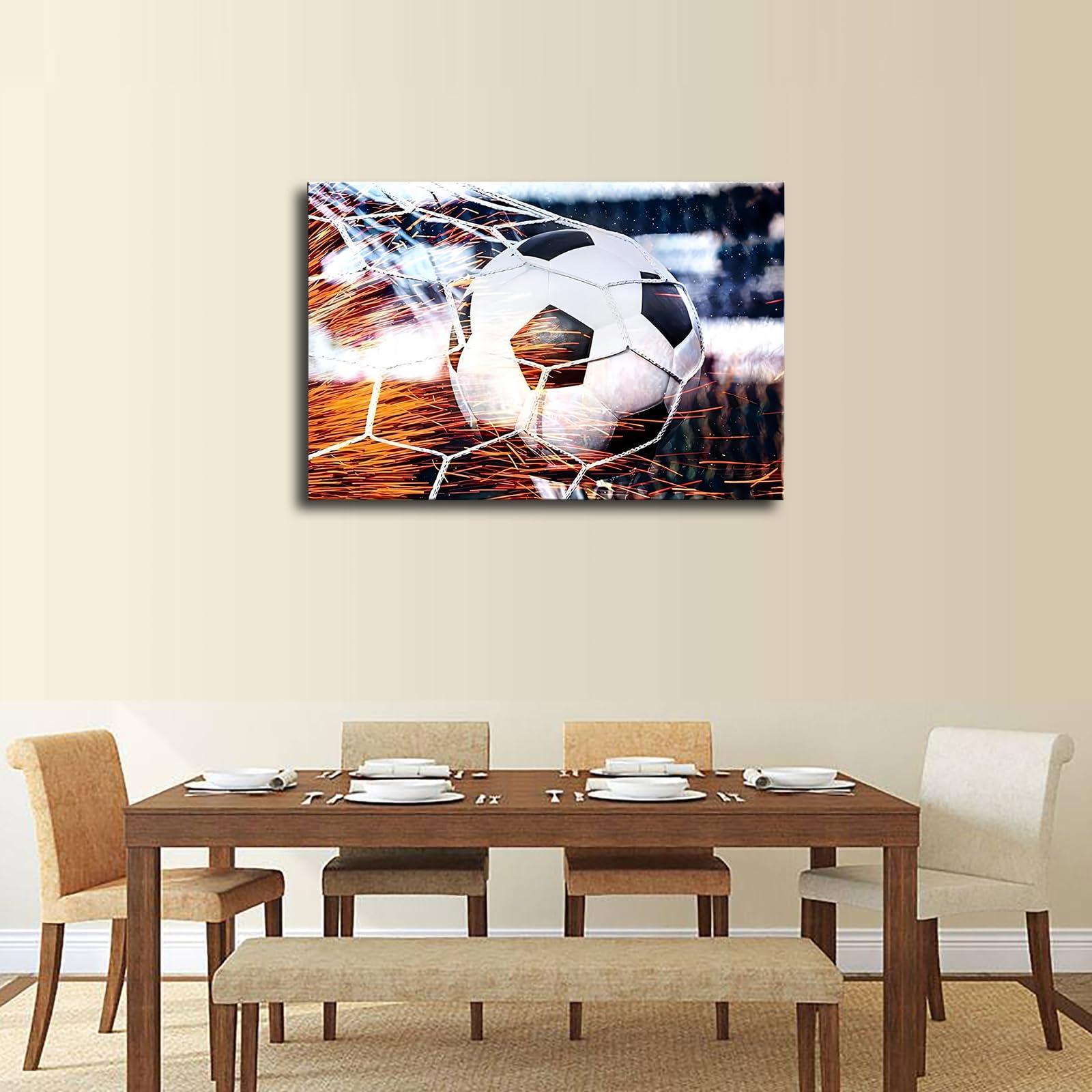 ZofTig Red Glitter Football Pool Goal Gift for Home Wall of People Who Love Sports Poster Canvas Wall Art Picture Print Modern Home Bedroom with Frameless Decor (Framed,2436inch)