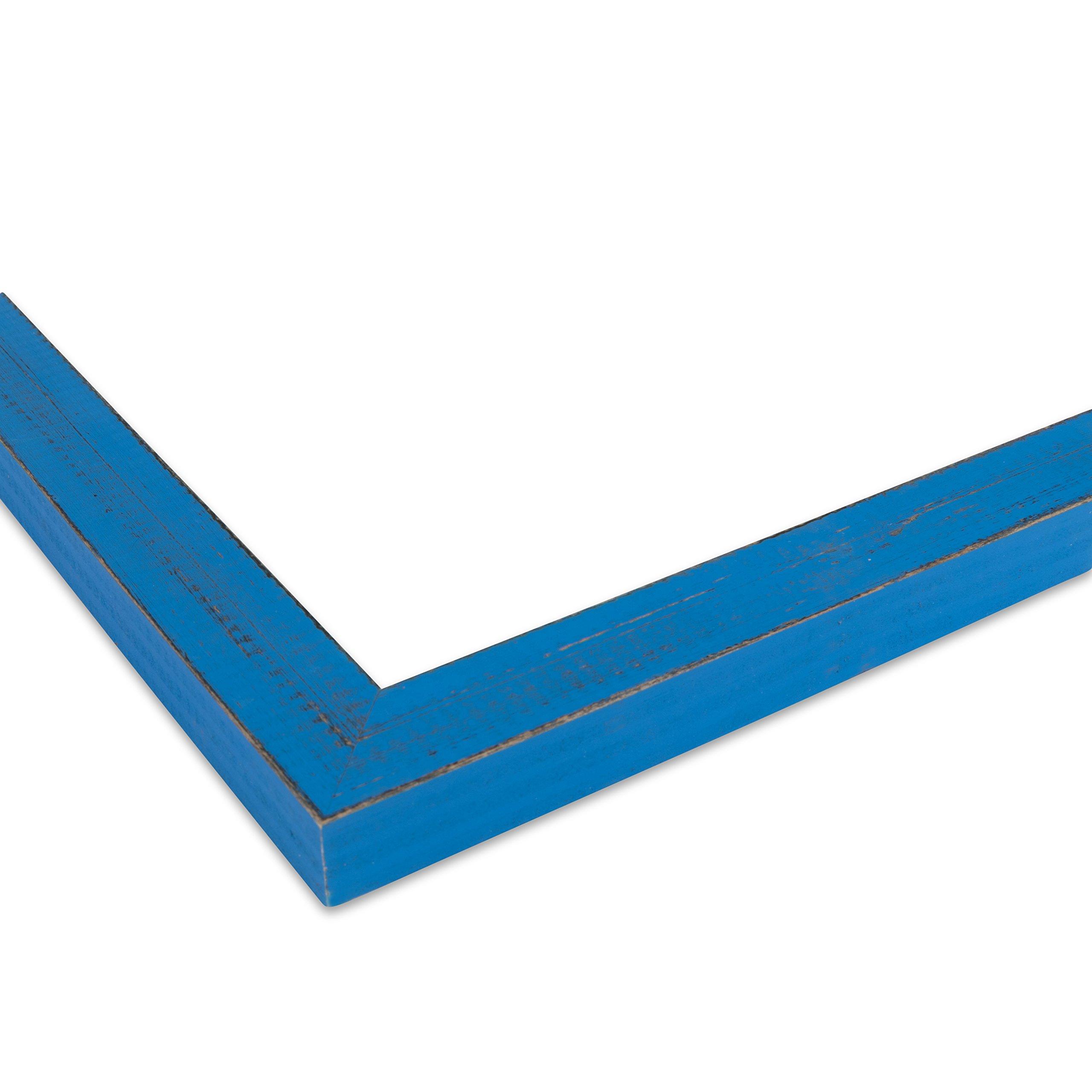 ArtToFrames ArtToFrames 22x30 Inch Blue Picture Frame, This 1\" Custom Wood Poster Frame is Distressed Bright Blue, for Your Art or Photos, 2WOMSM-ECO095-BBU-22x30